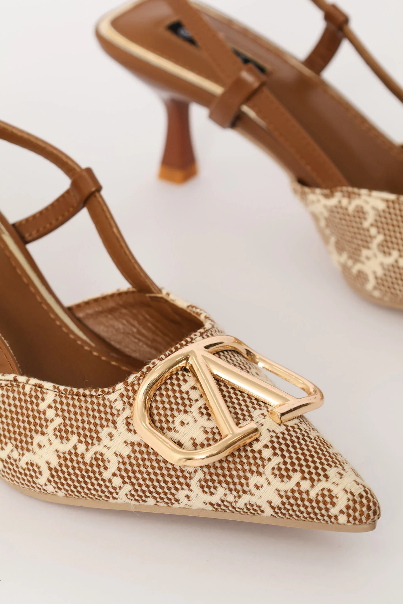 Monogram Print Slingback Kitten Heel - Multi - Image 6