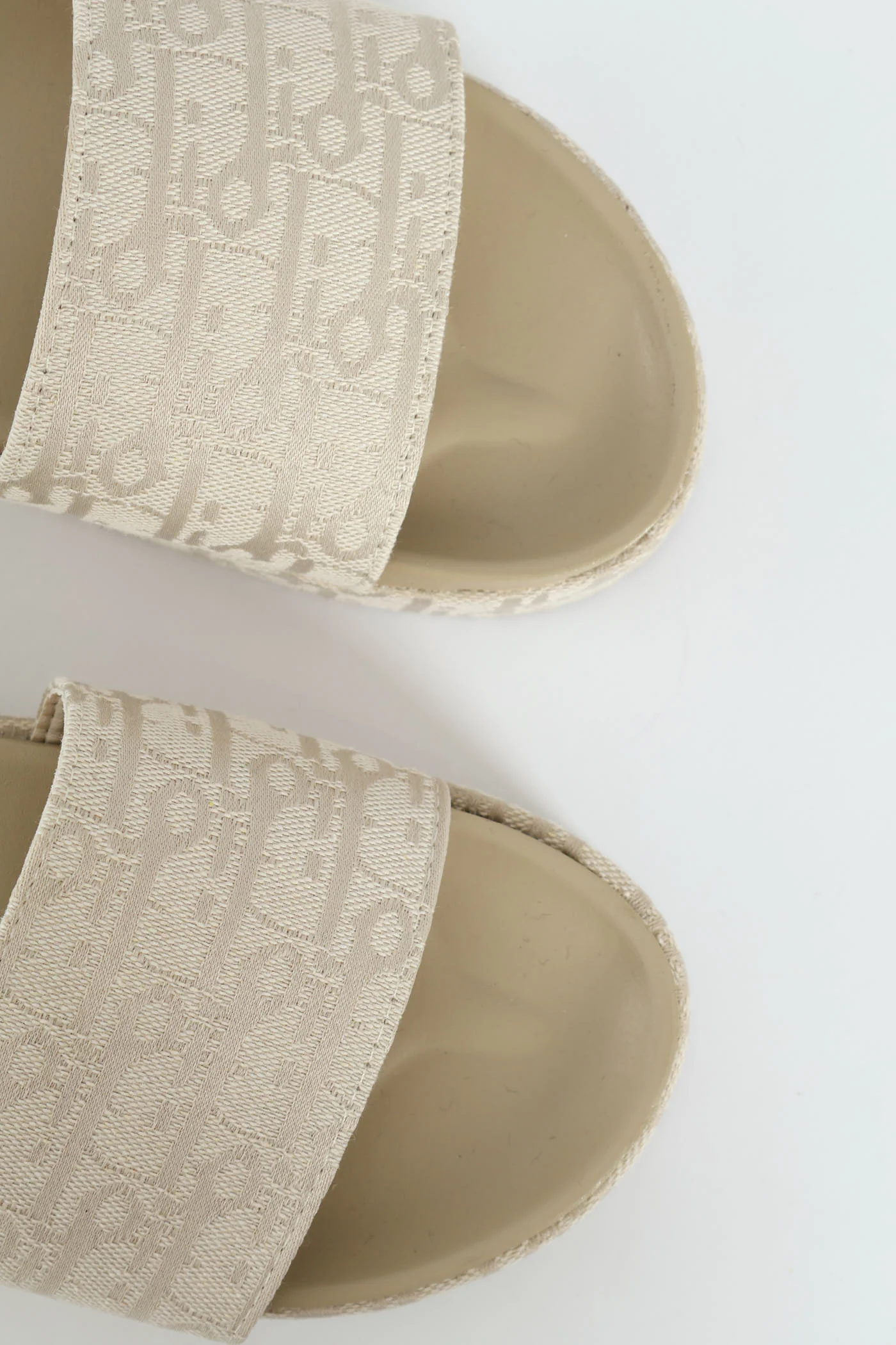 Monogram Printed Canvas Flatform Slide - Champagne - Image 2