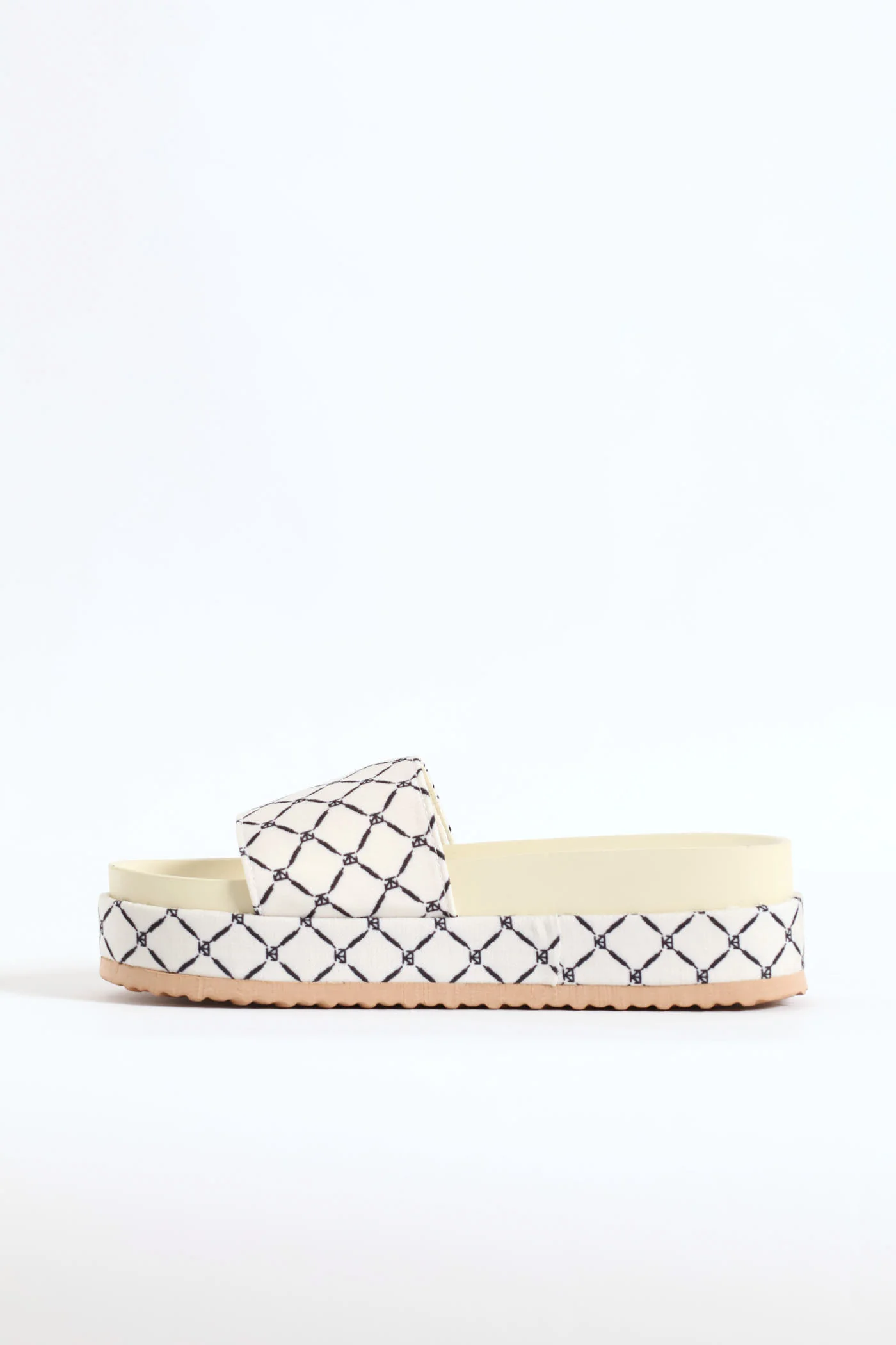 Monogram Printed Canvas Flatform Slide - Navy/White - Image 3