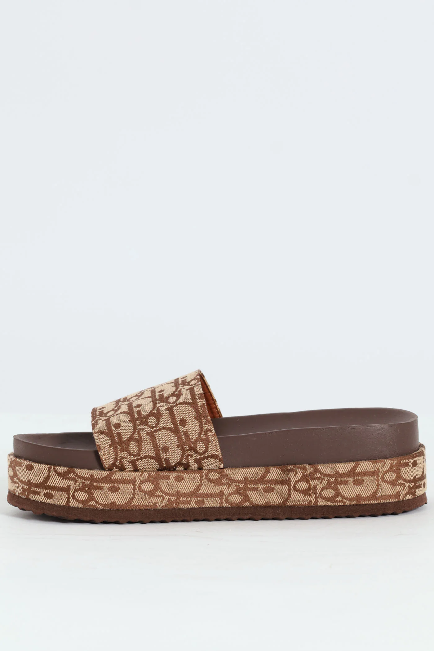 Monogram Printed Canvas Flatform Slide Sandal - Chocolate - Image 2