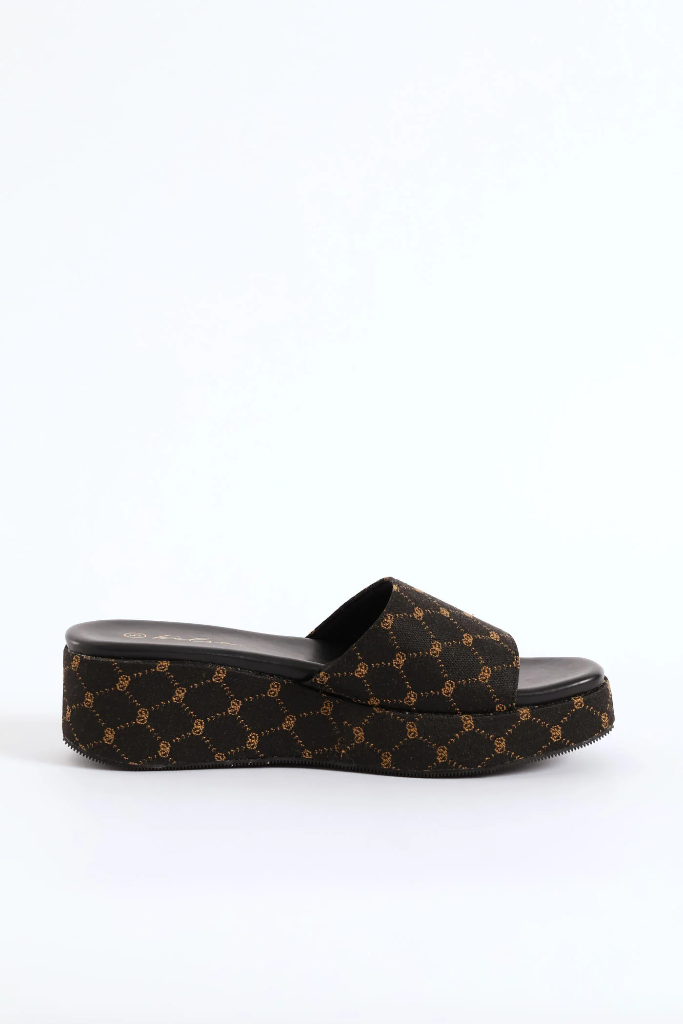 Monogram Slip On Flatform Mule Sandal - Black - Image 2