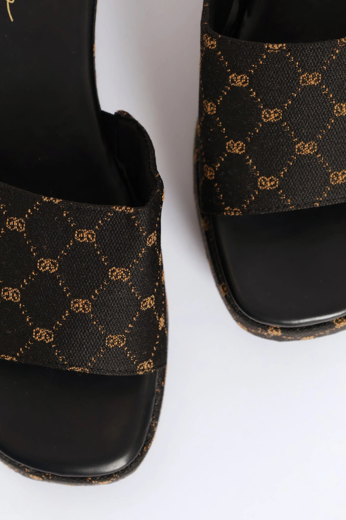 Monogram Slip On Flatform Mule Sandal - Black - Image 3