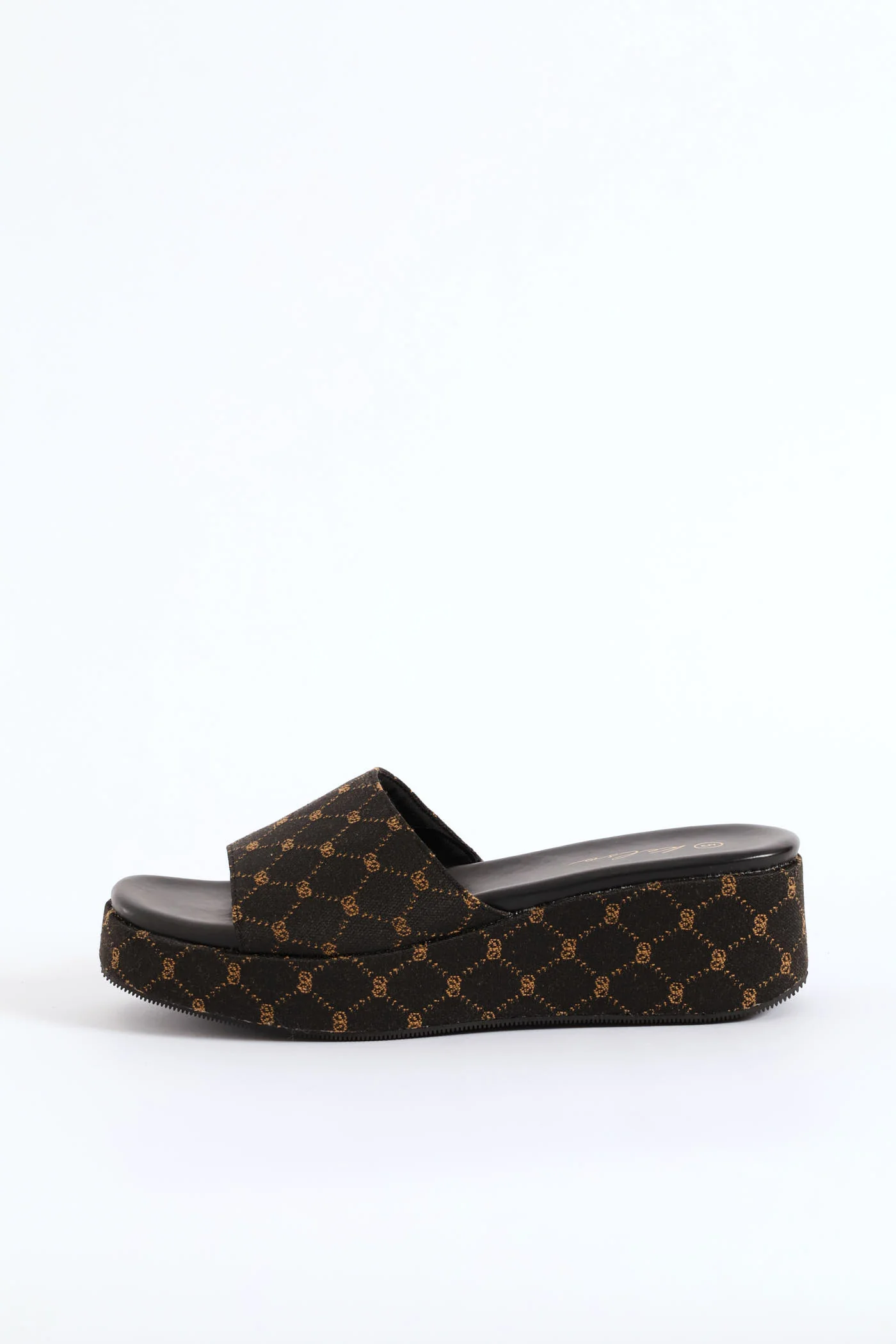 Monogram Slip On Flatform Mule Sandal - Black - Image 4