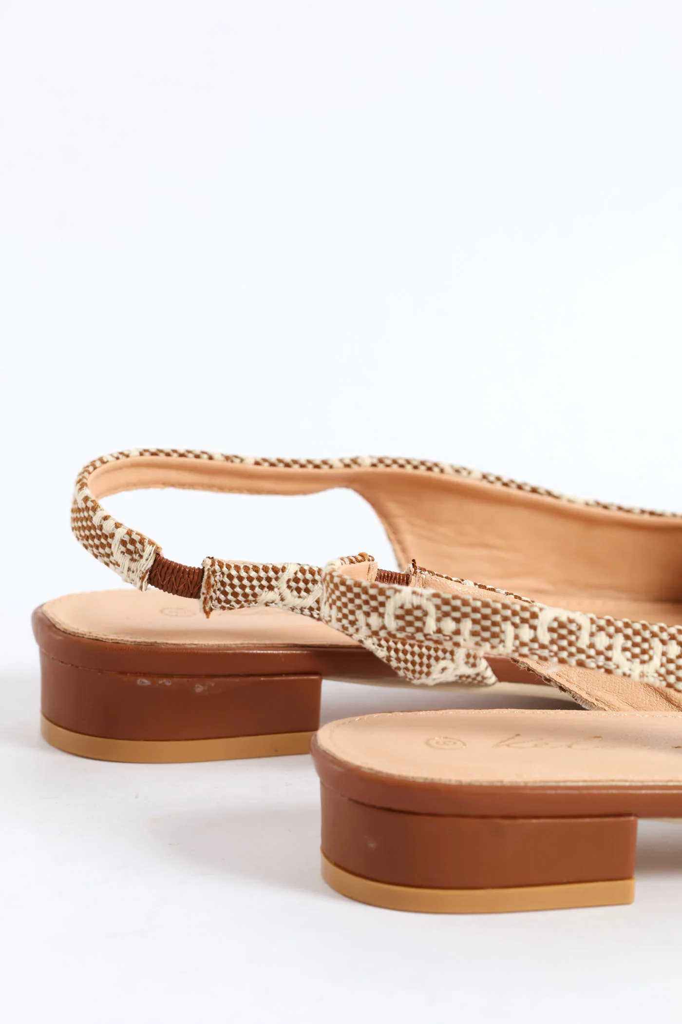 Monogram Toe Cap Slingback - Taupe - Image 2