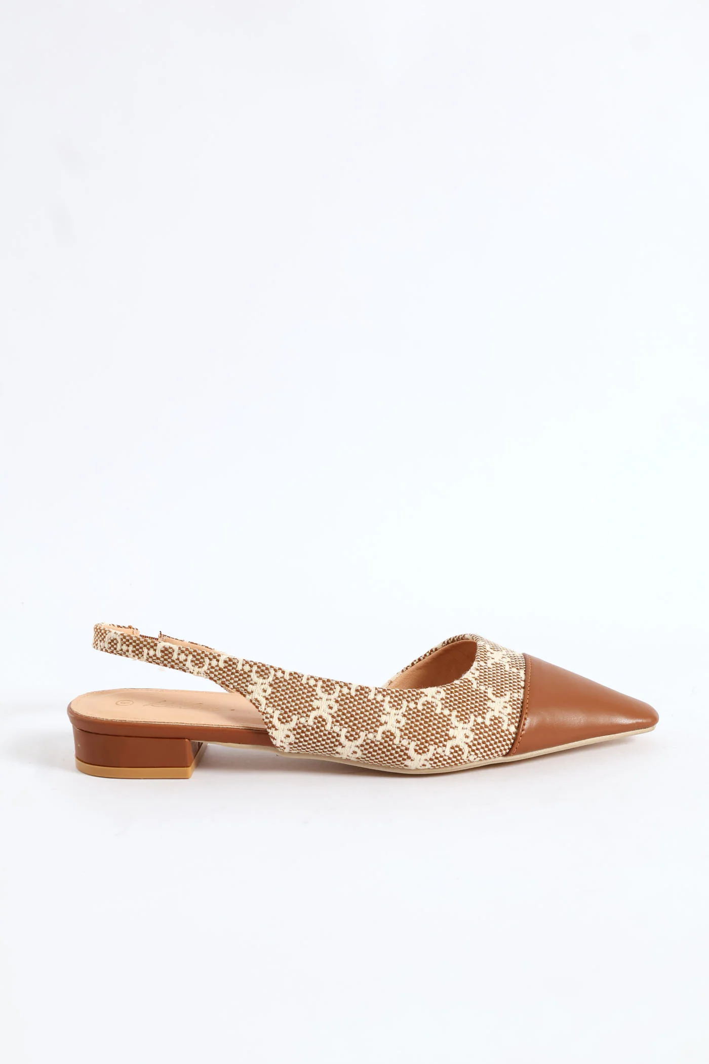 Monogram Toe Cap Slingback - Taupe - Image 3