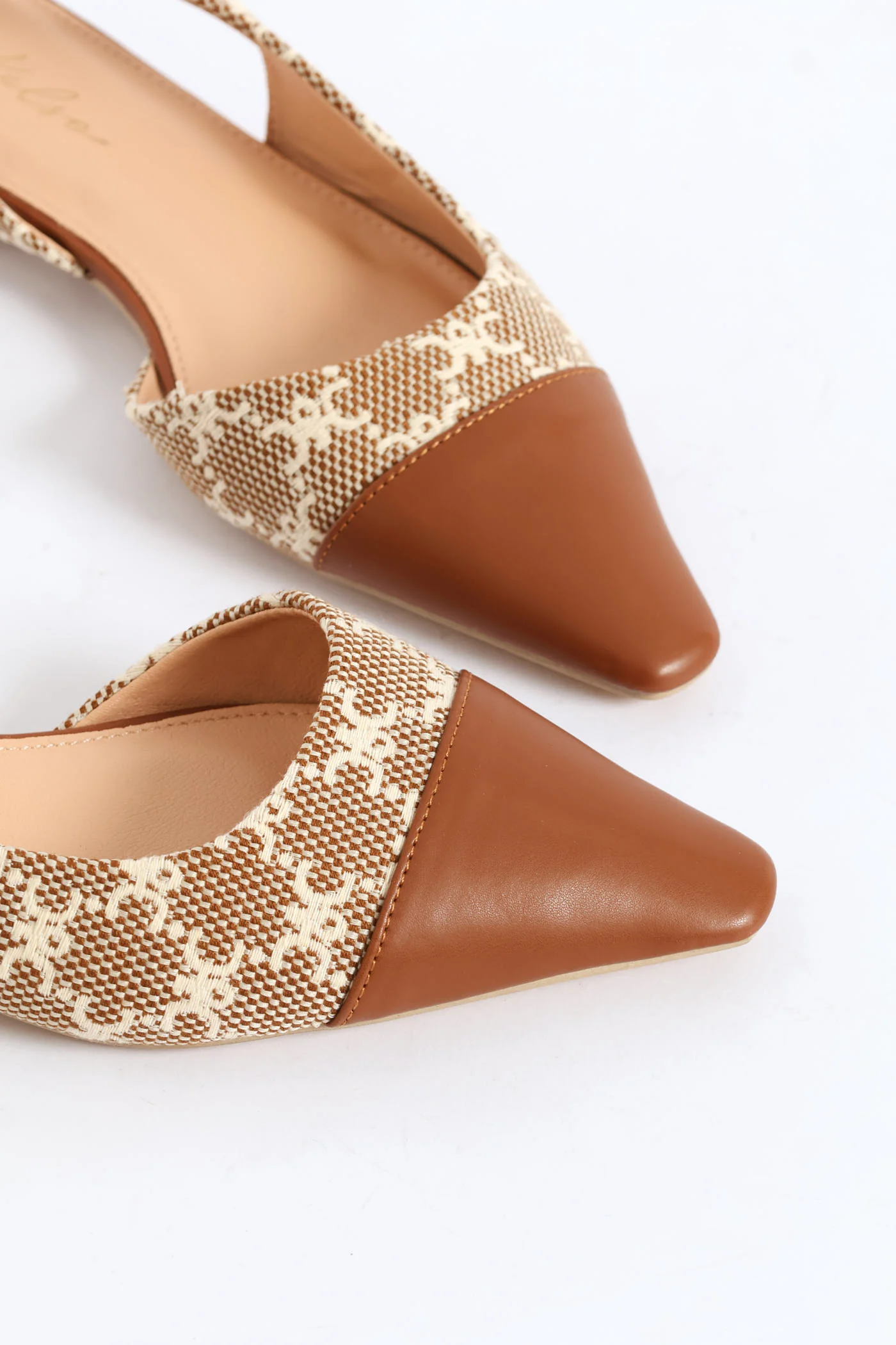 Monogram Toe Cap Slingback - Taupe - Image 5