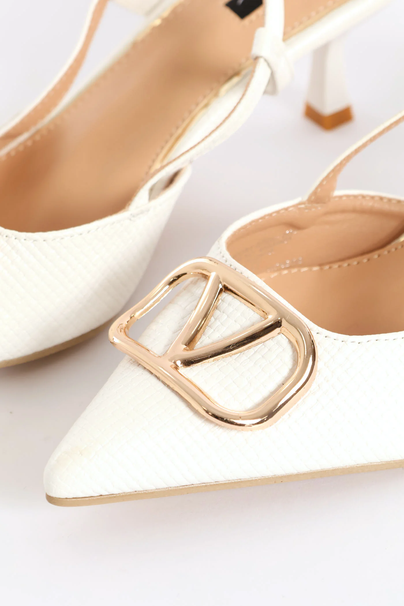 Monogram Weave Square Vamp Slingback Heel - White - Image 2