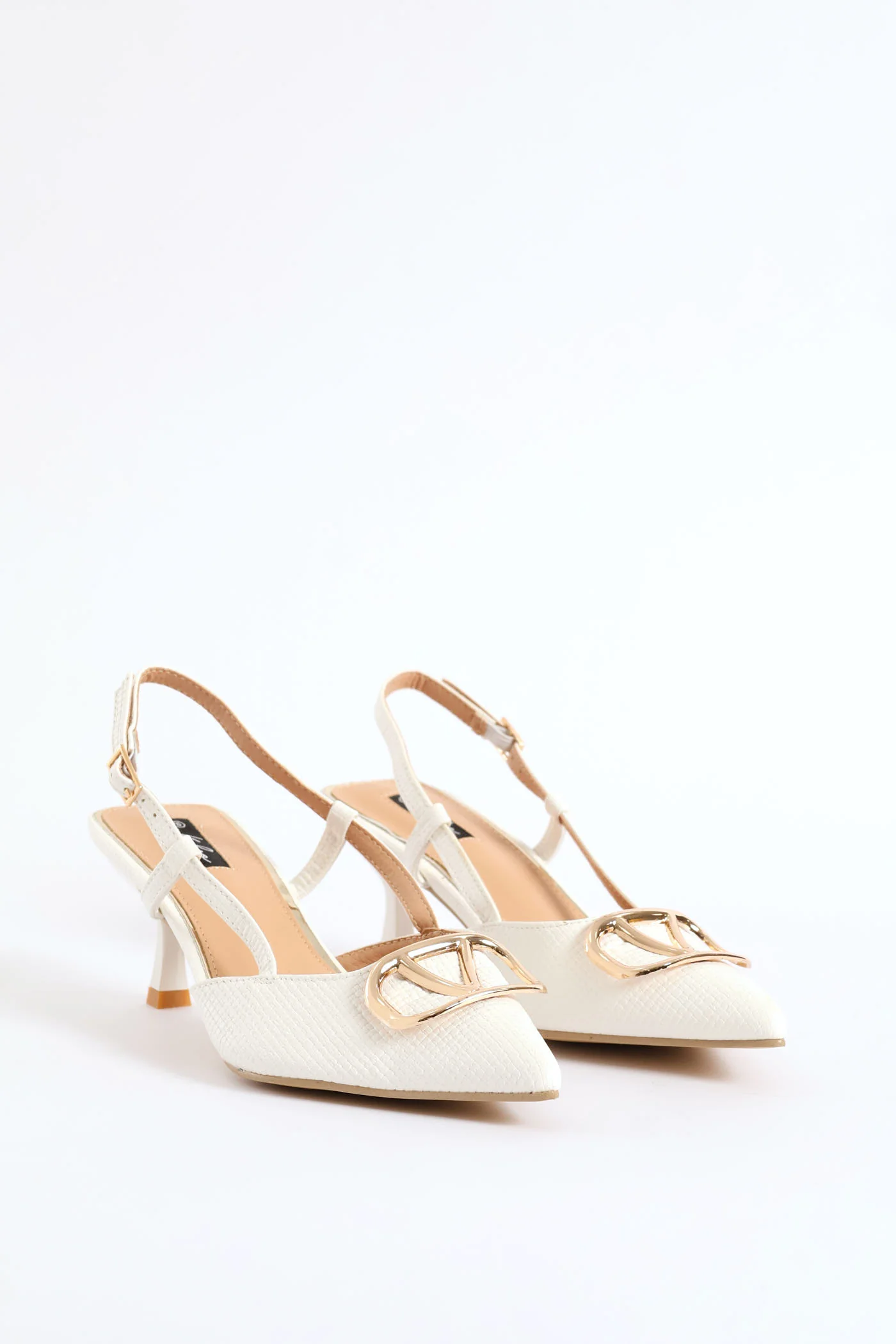 Monogram Weave Square Vamp Slingback Heel - White - Image 3