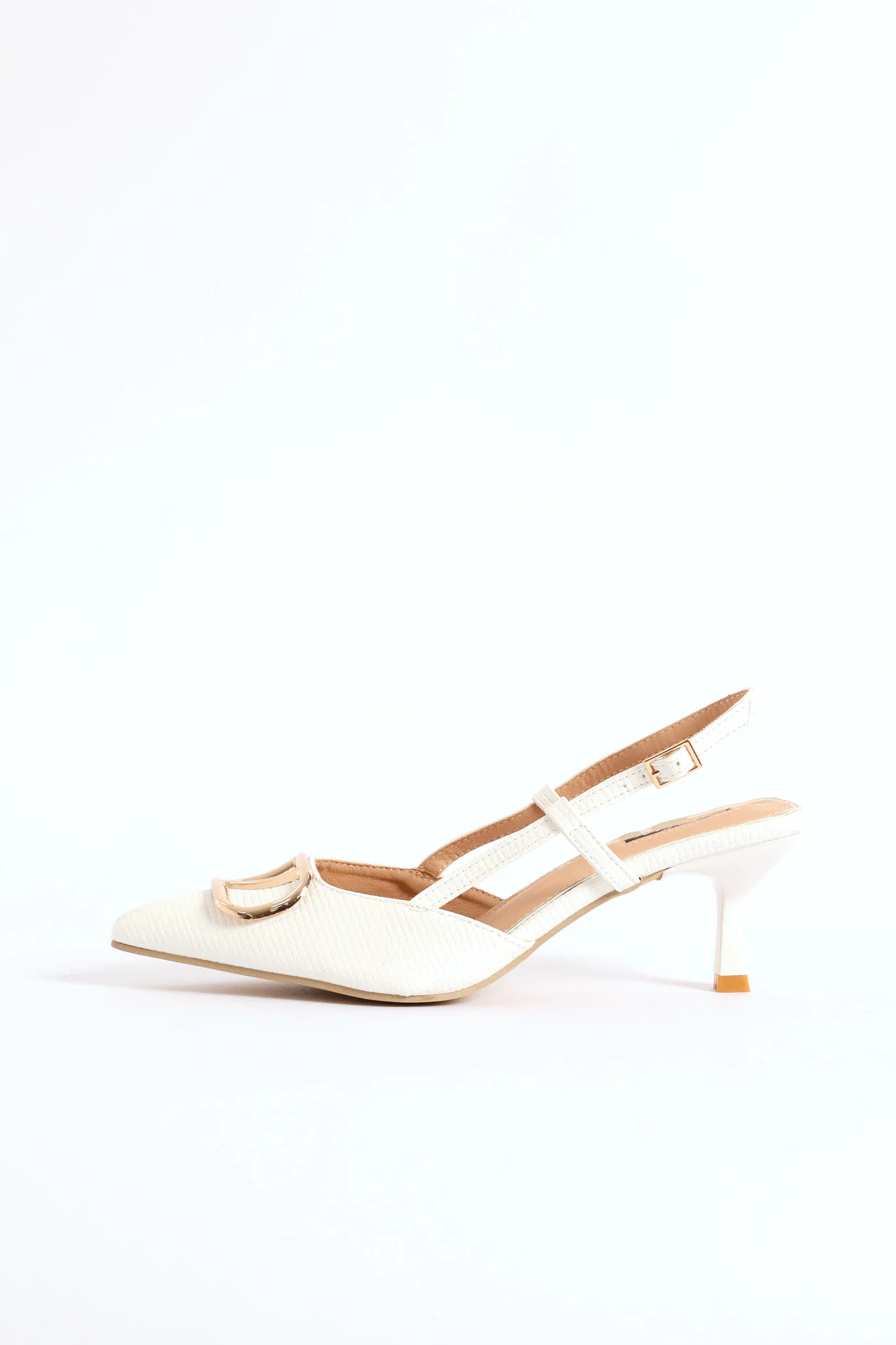 Monogram Weave Square Vamp Slingback Heel - White - Image 5