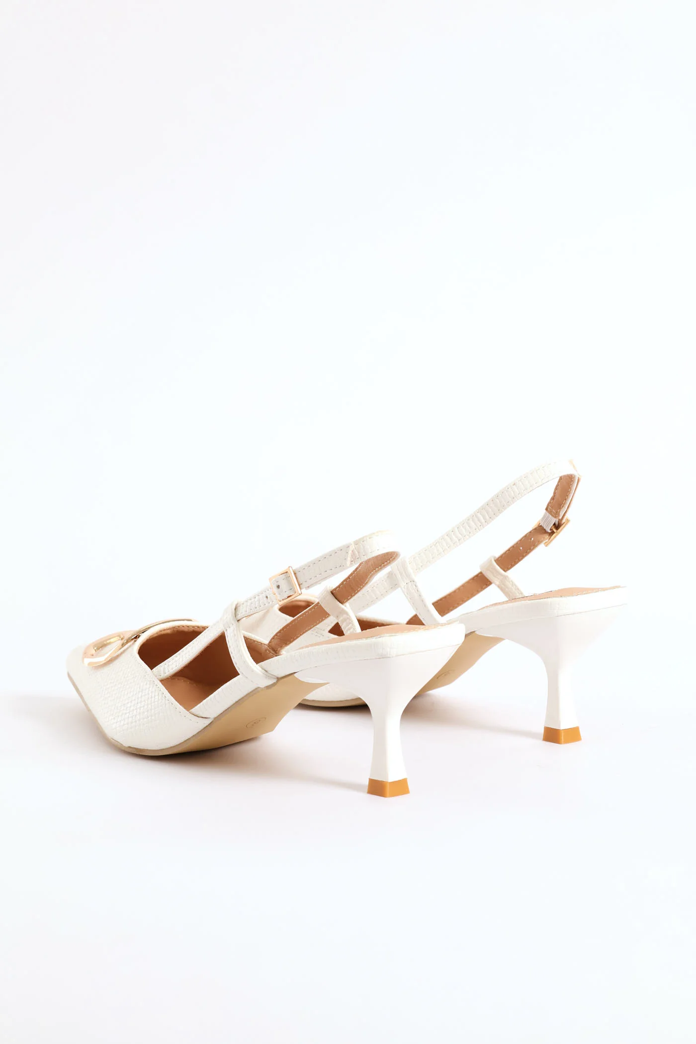 Monogram Weave Square Vamp Slingback Heel - White - Image 6