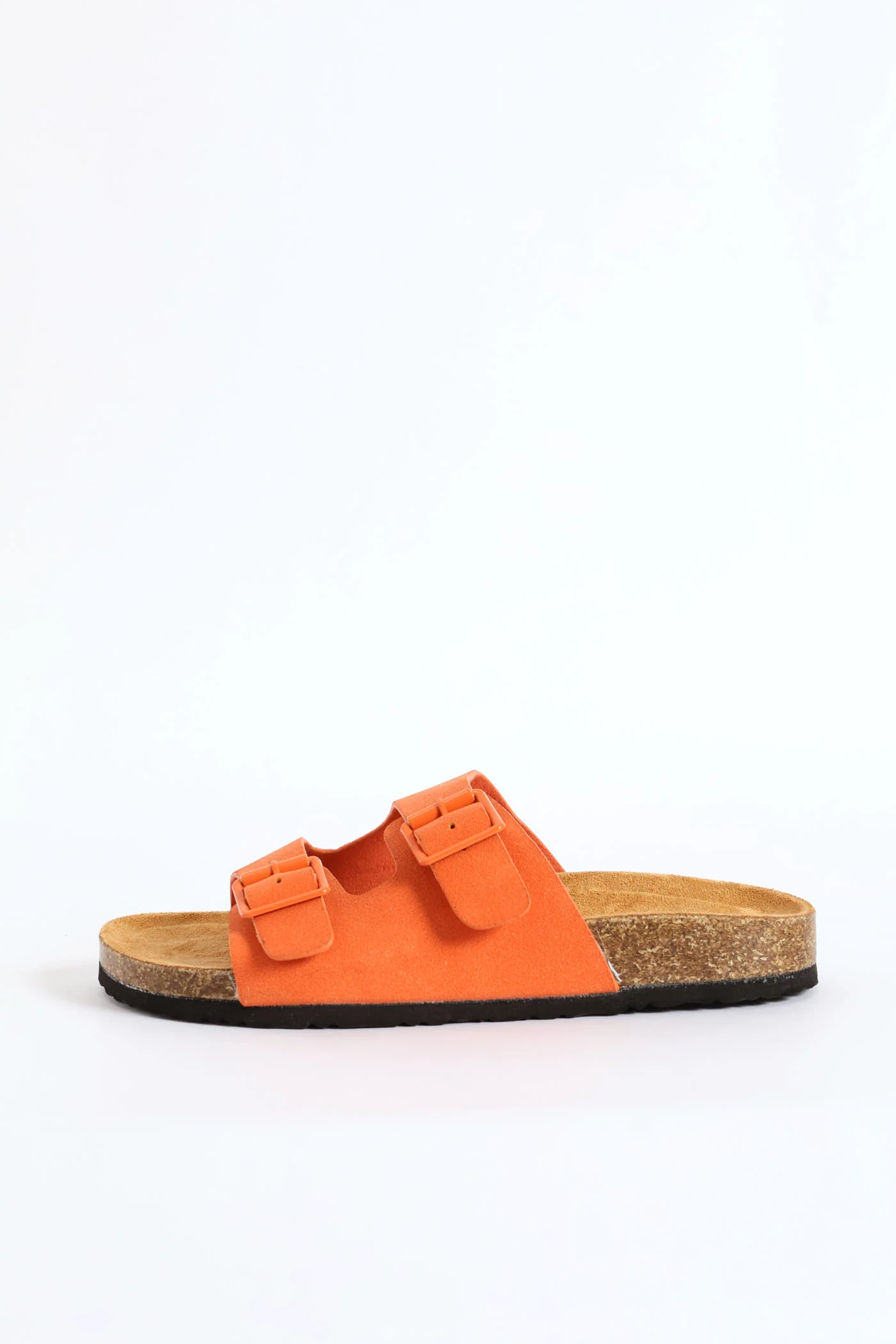 Monotone Buckles Double Band Slide Sandal - Orange - Image 2