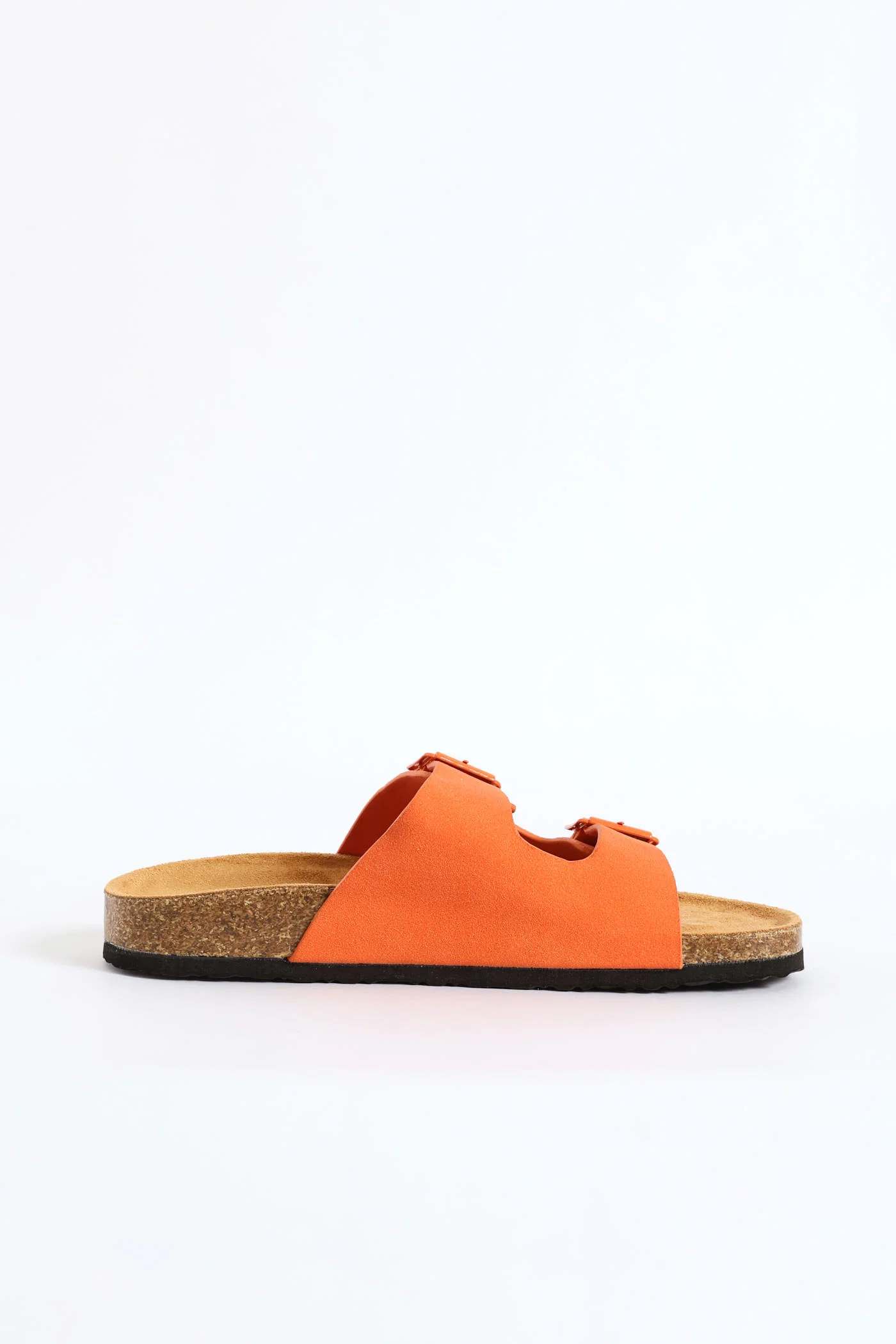 Monotone Buckles Double Band Slide Sandal - Orange - Image 4