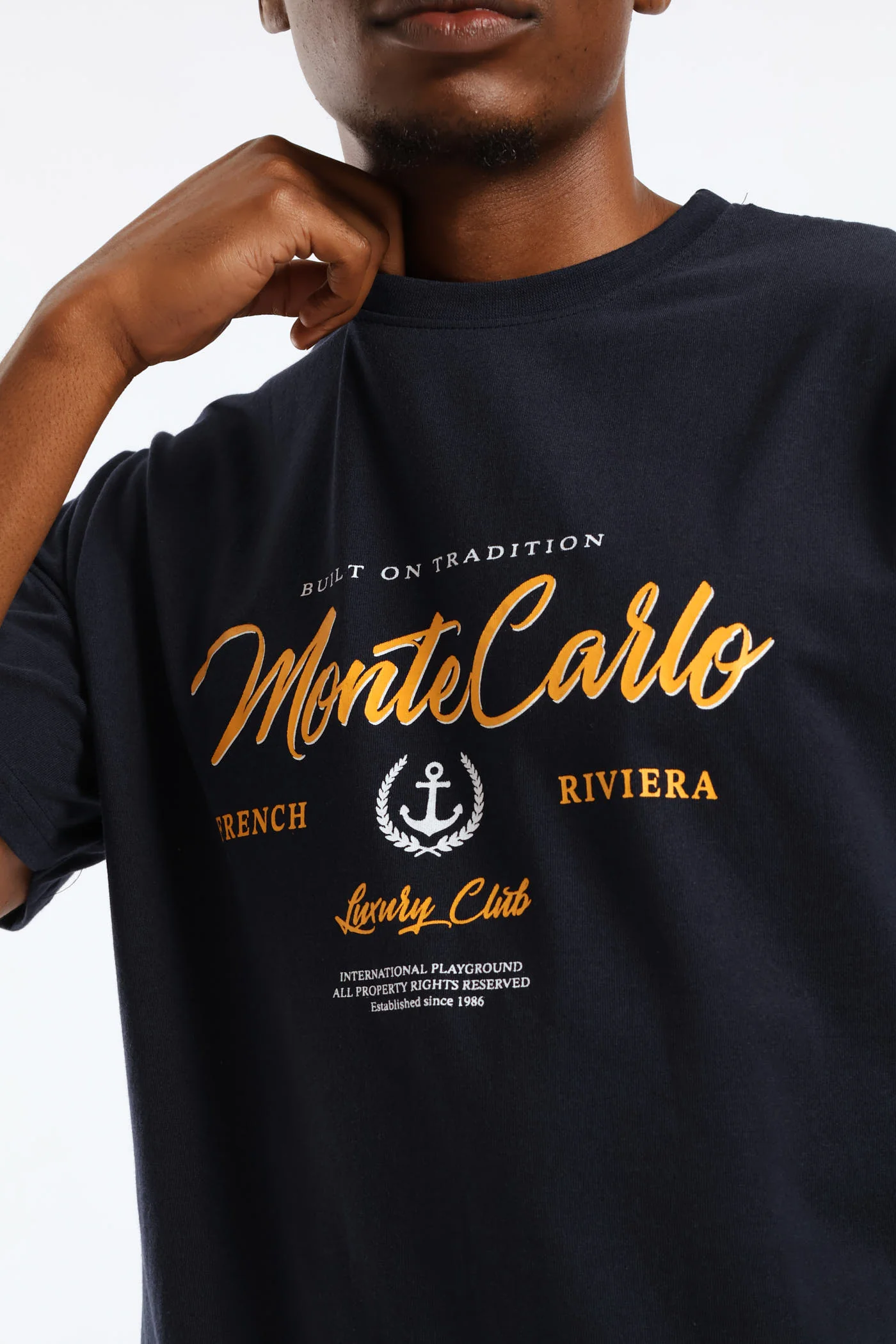 Monte Carlo Basic Print Tee - Navy - Image 2