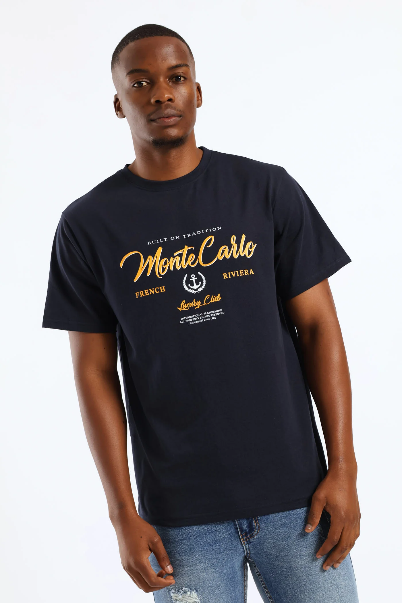 Monte Carlo Basic Print Tee - Navy - Image 3