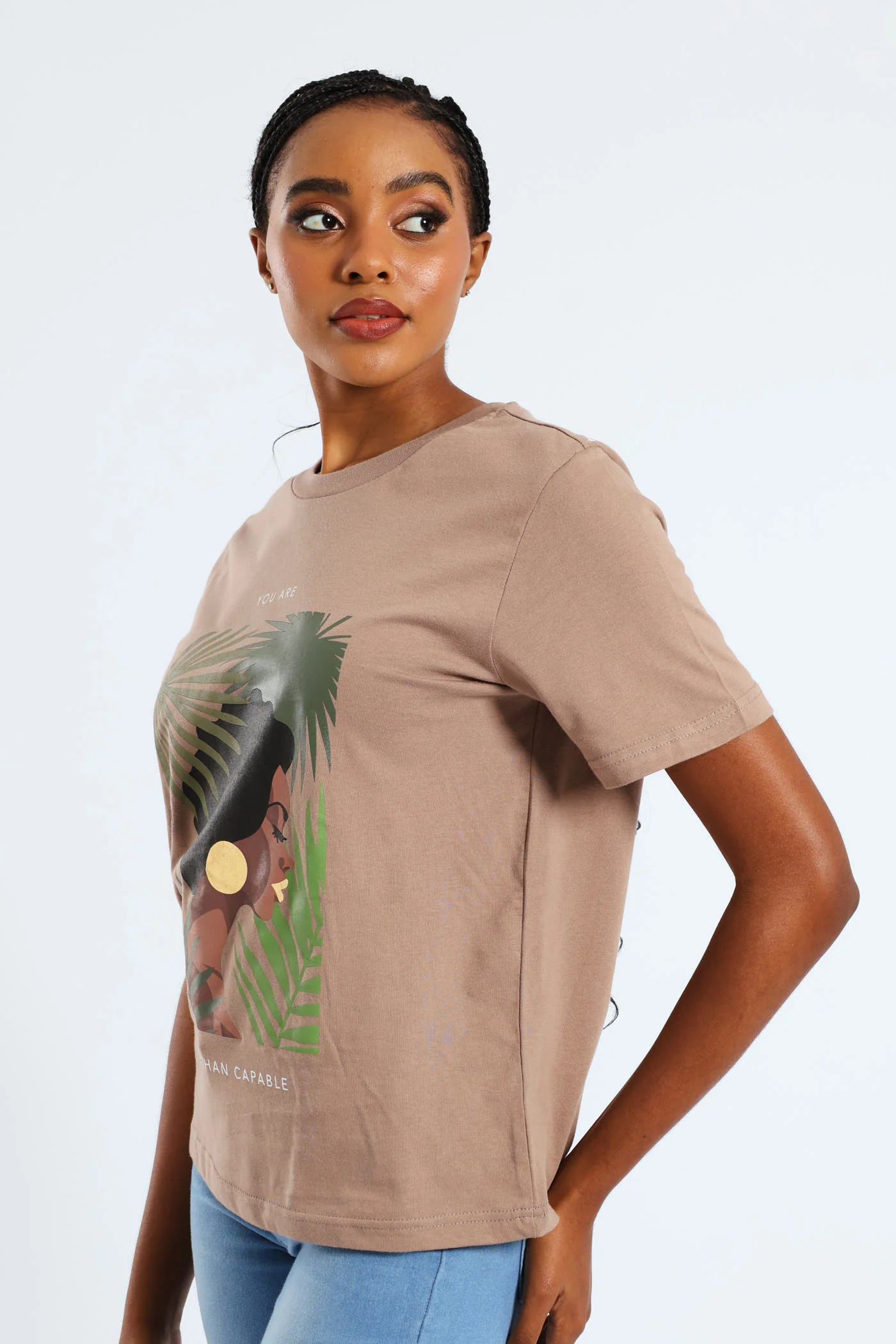 More Than Capable Foil Boxy Tee - Taupe - Image 2
