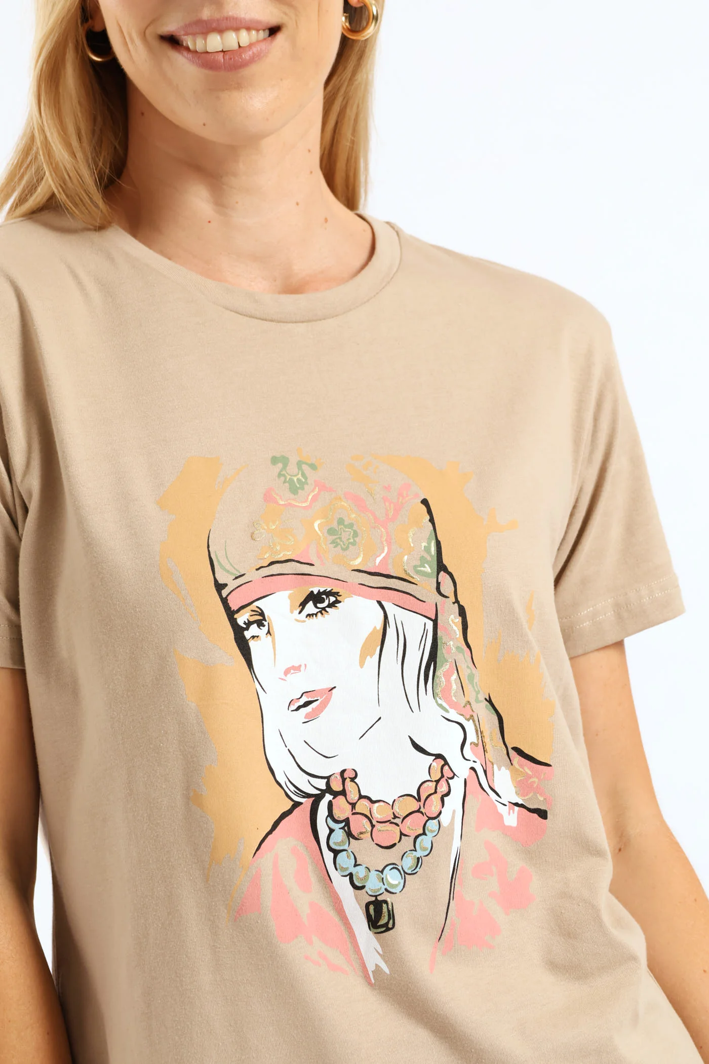 Moroccan Scarf Lady Tee - Hazelnut - Image 2