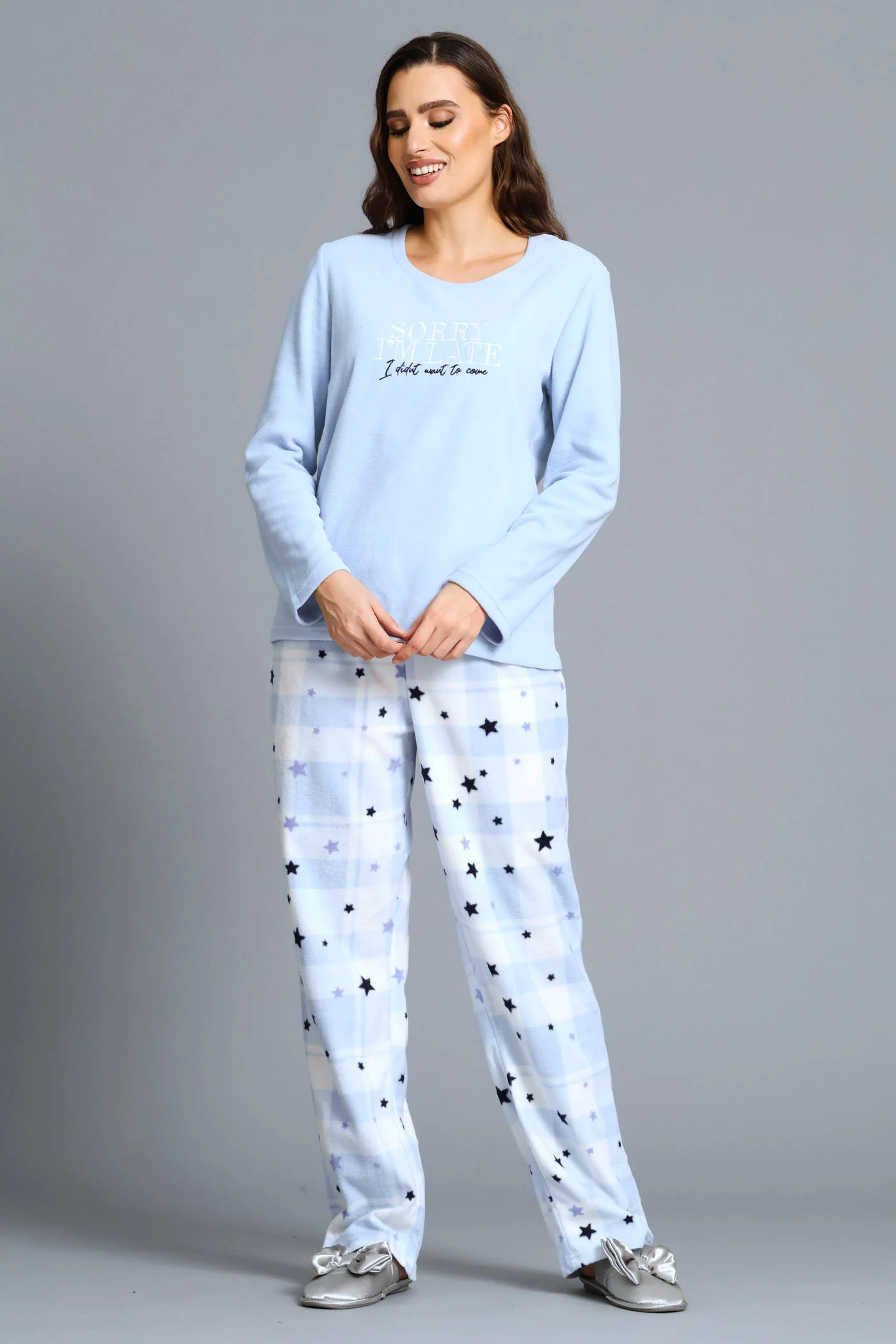 Mothers Day Sorry Im Late Polar Fleece Set - Blue - Image 4