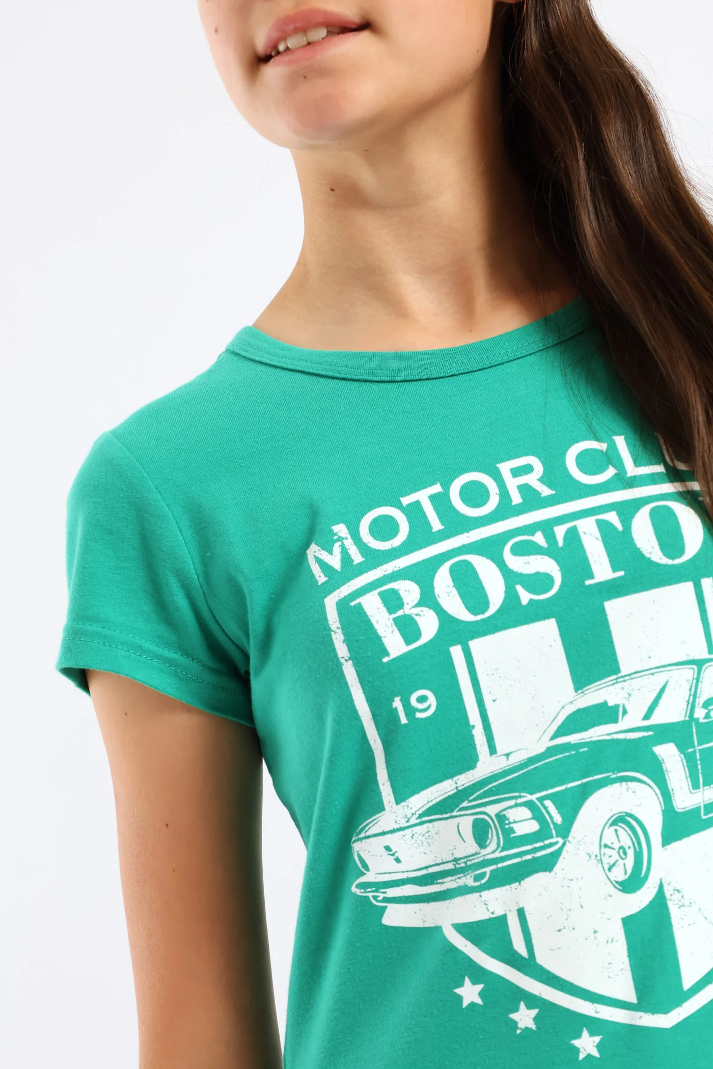 Girls Motorclub Fitted Tee - Green - Image 6