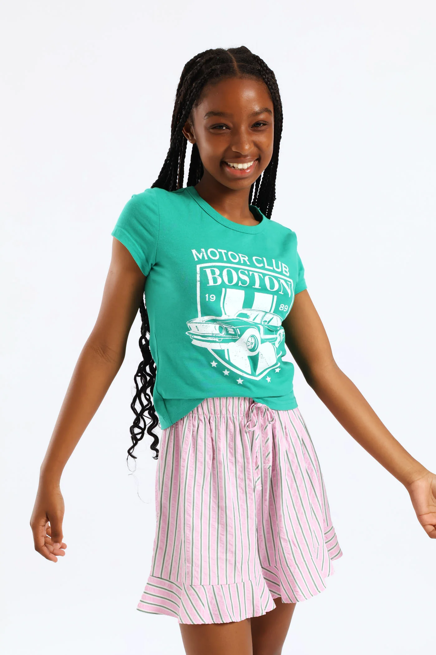 Girls Motorclub Fitted Tee - Green - Image 7
