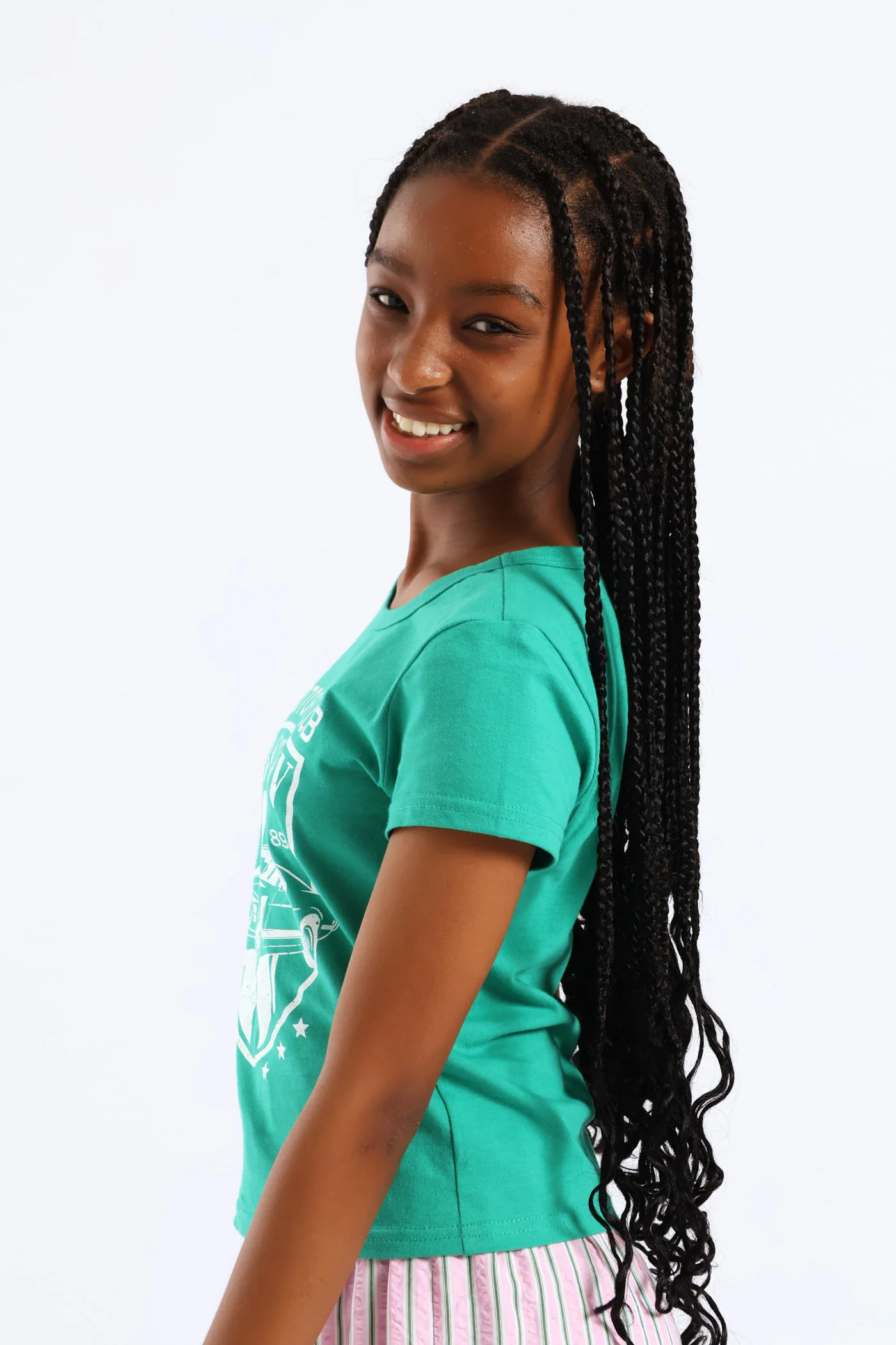 Girls Motorclub Fitted Tee - Green - Image 8