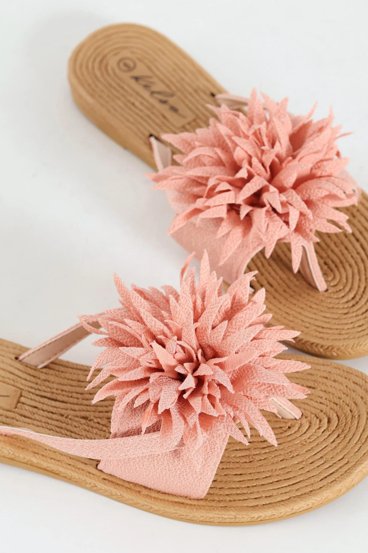 Moulded Thick Strap Mule With Flower Detail - Blush - Image 2