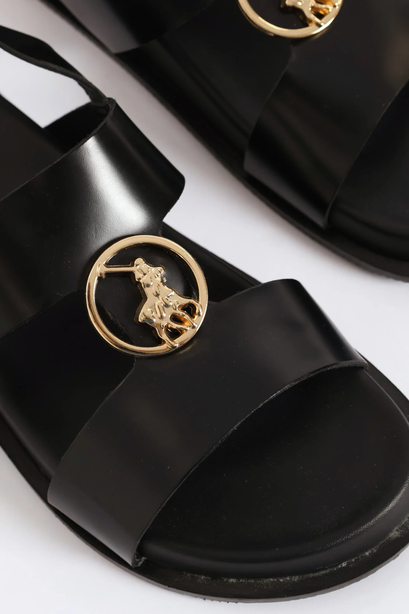 Moulded Trim Leather Sandal - Black - Image 2