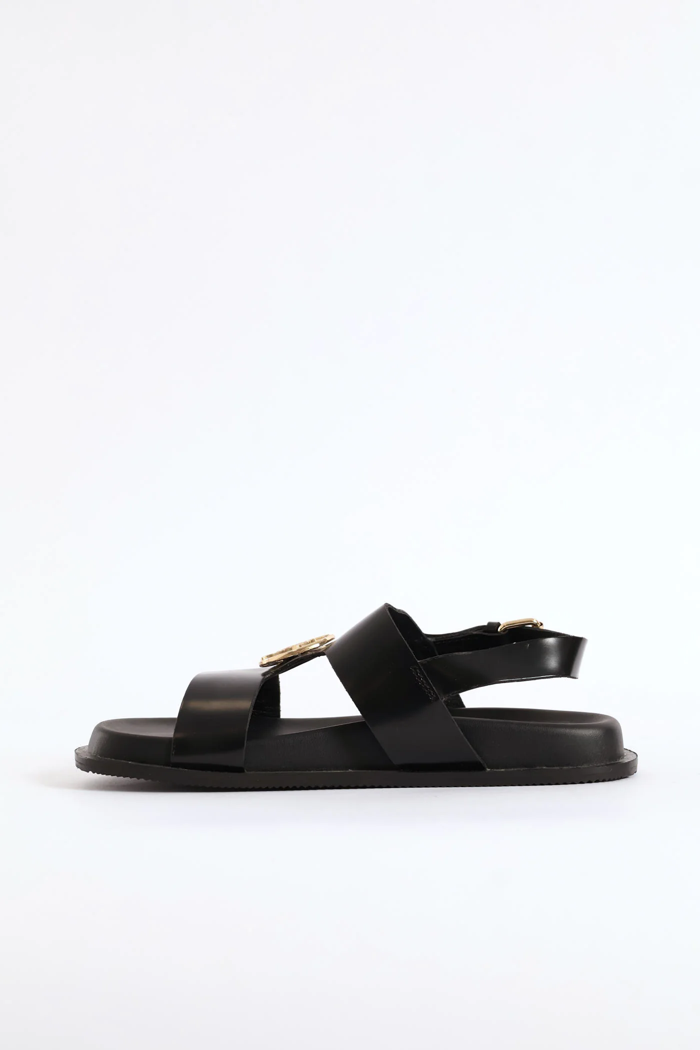Moulded Trim Leather Sandal - Black - Image 4