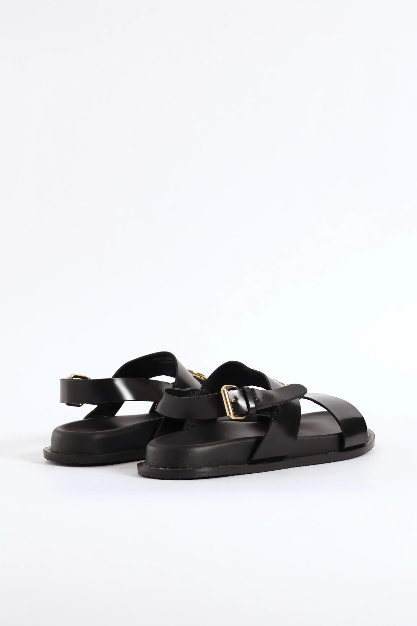 Moulded Trim Leather Sandal - Black - Image 5