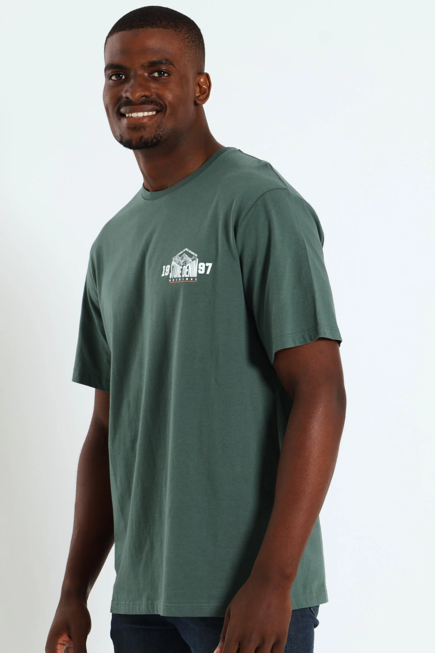 Mt Stone Front & Back Print Tee - Fatigue - Image 3