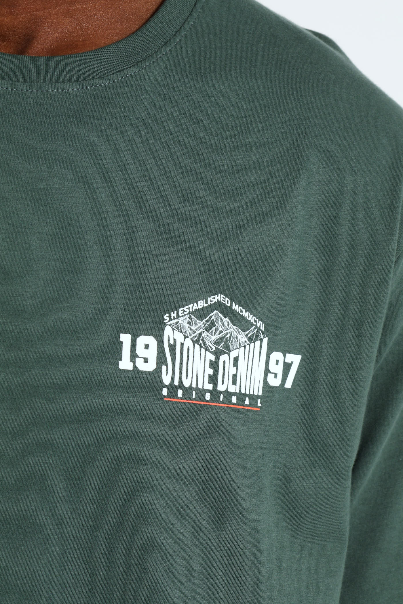 Mt Stone Front & Back Print Tee - Fatigue - Image 4