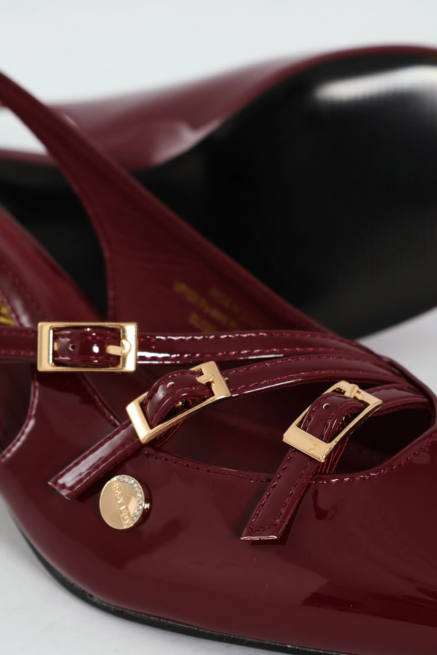 Multi Buckle Pointed Toe Slingback Heel - Red - Image 2