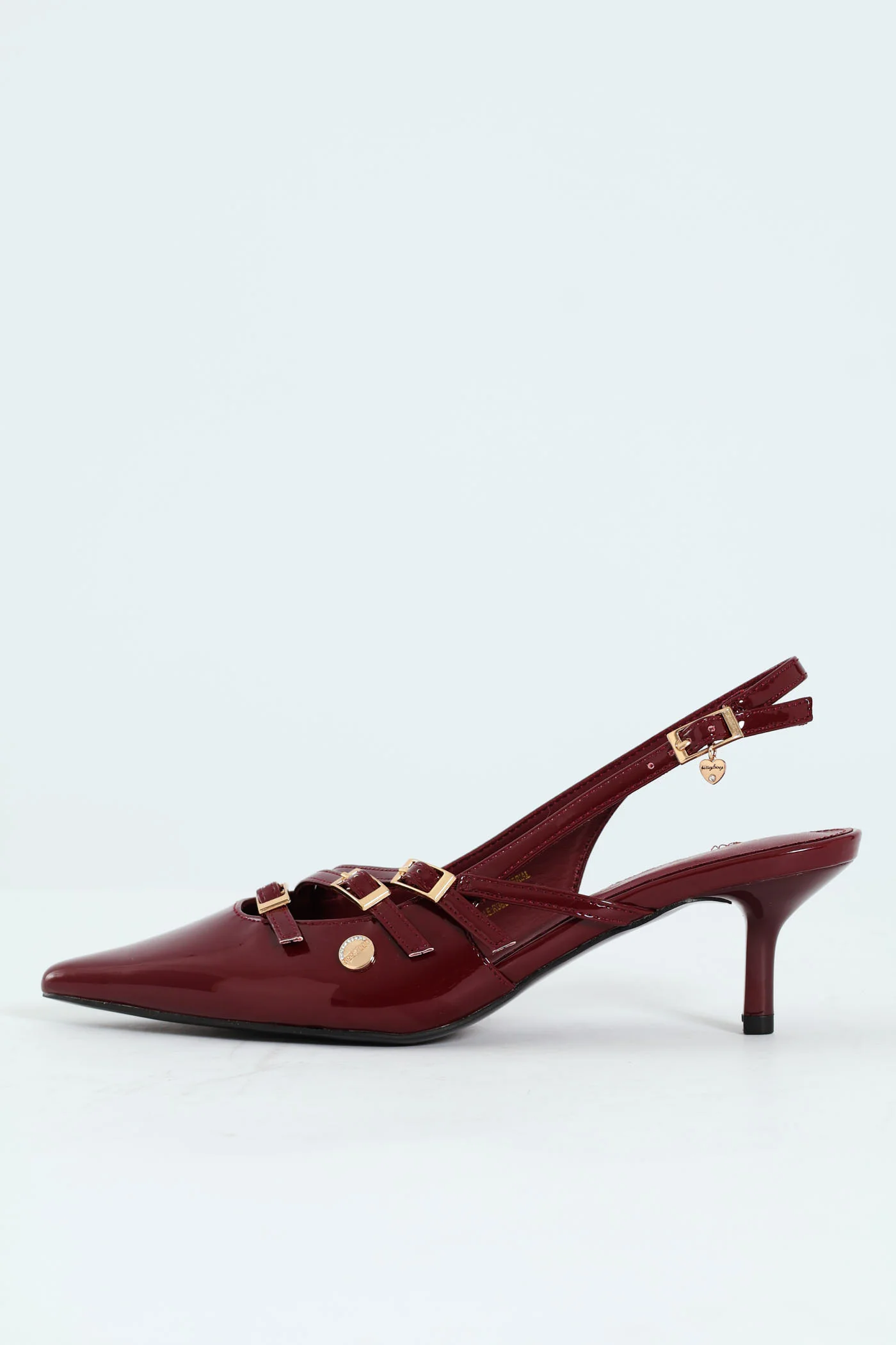 Multi Buckle Pointed Toe Slingback Heel - Red - Image 6