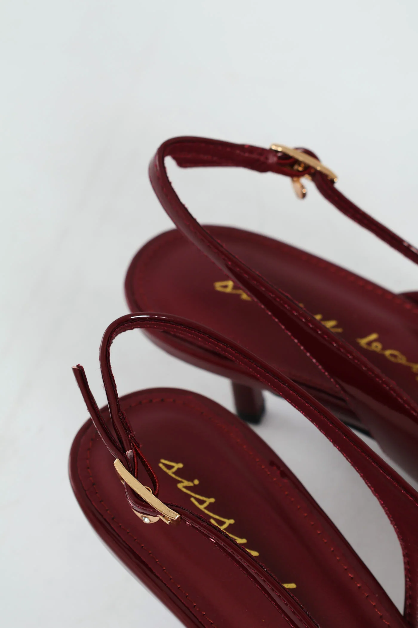 Multi Buckle Pointed Toe Slingback Heel - Red - Image 7