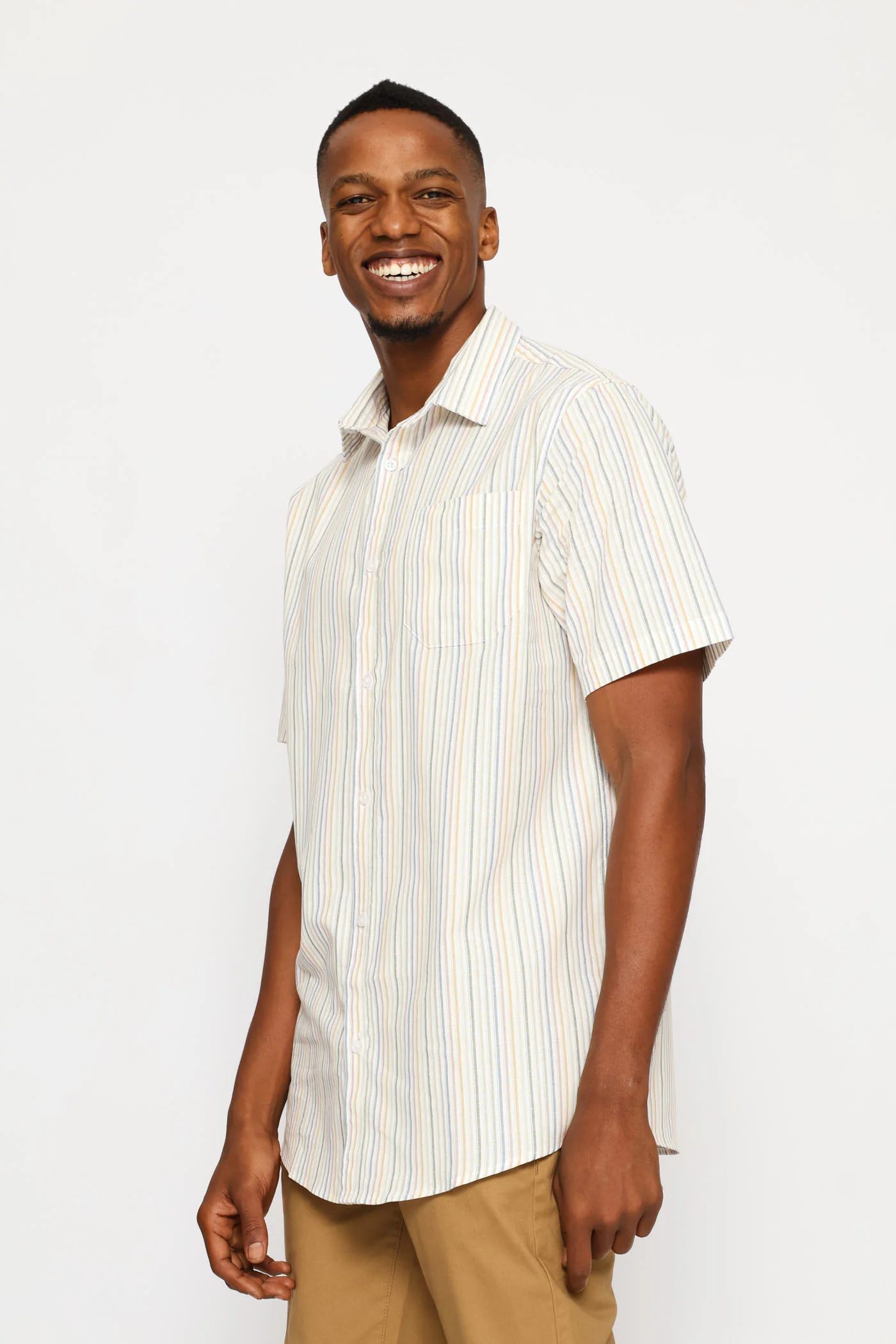 Multi Colour Regular Stripe Shirt - Ecru - Image 2
