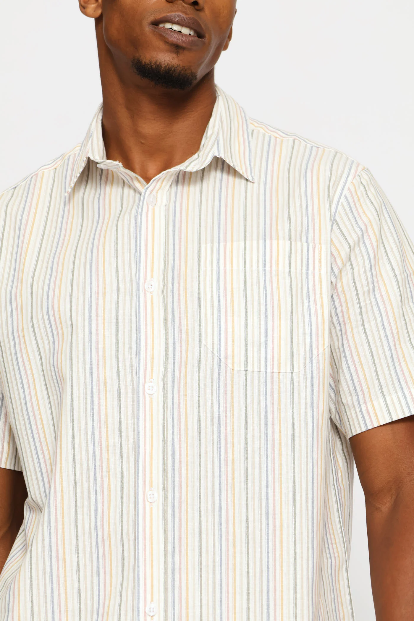 Multi Colour Regular Stripe Shirt - Ecru - Image 4