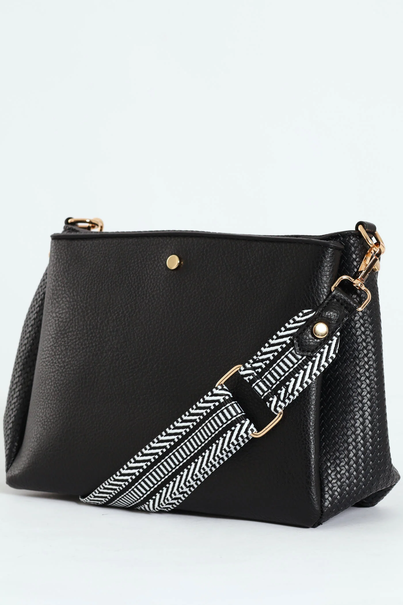 Multi Compartment Crossbody Bag - Black - Image 3