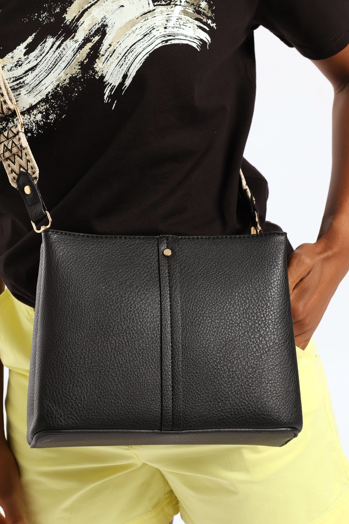Multi-Compartment Crossbody Bag - Black - Image 3