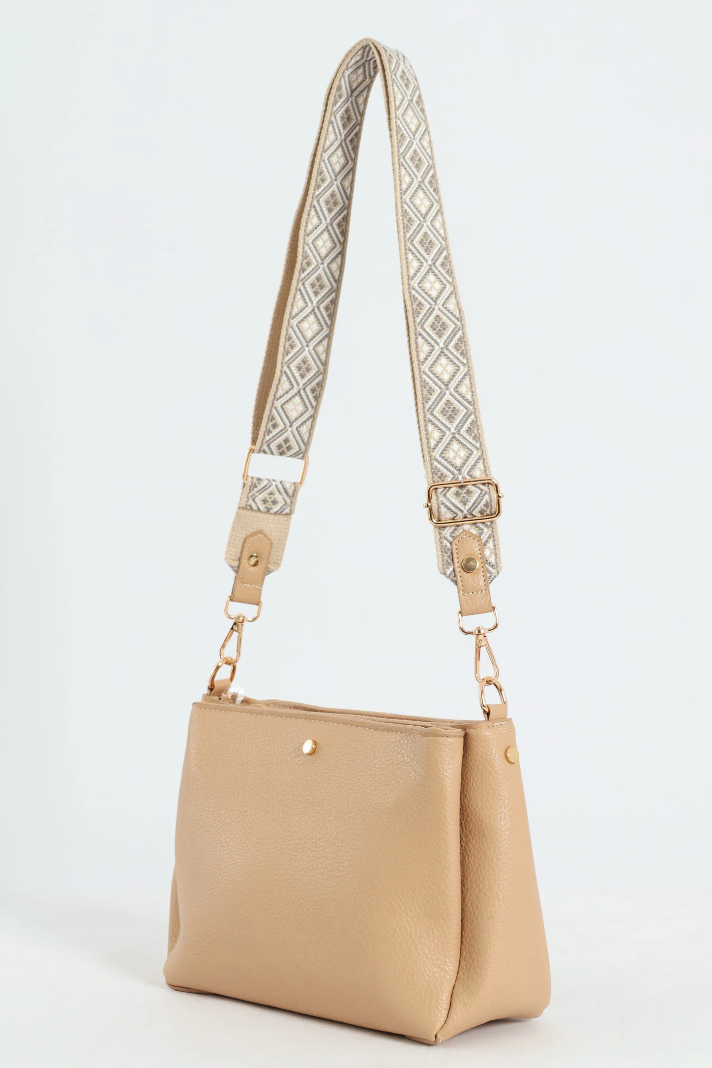 Multi-Compartment Crossbody Bag - Taupe - Image 2
