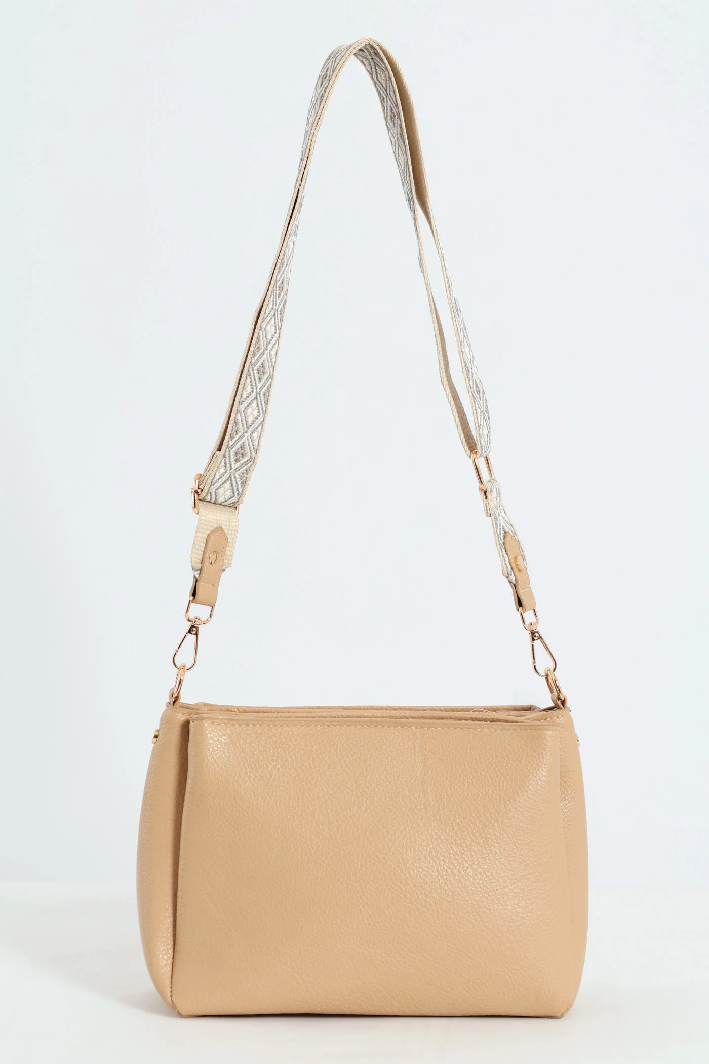 Multi-Compartment Crossbody Bag - Taupe - Image 3