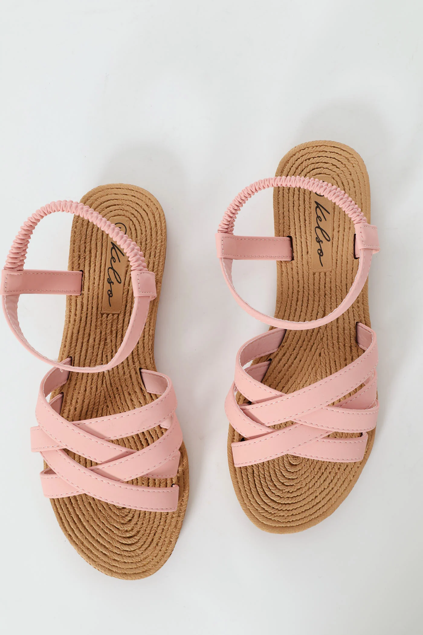 Multi Crosstrap Elasticated Slingback Sandal - Blush - Image 2