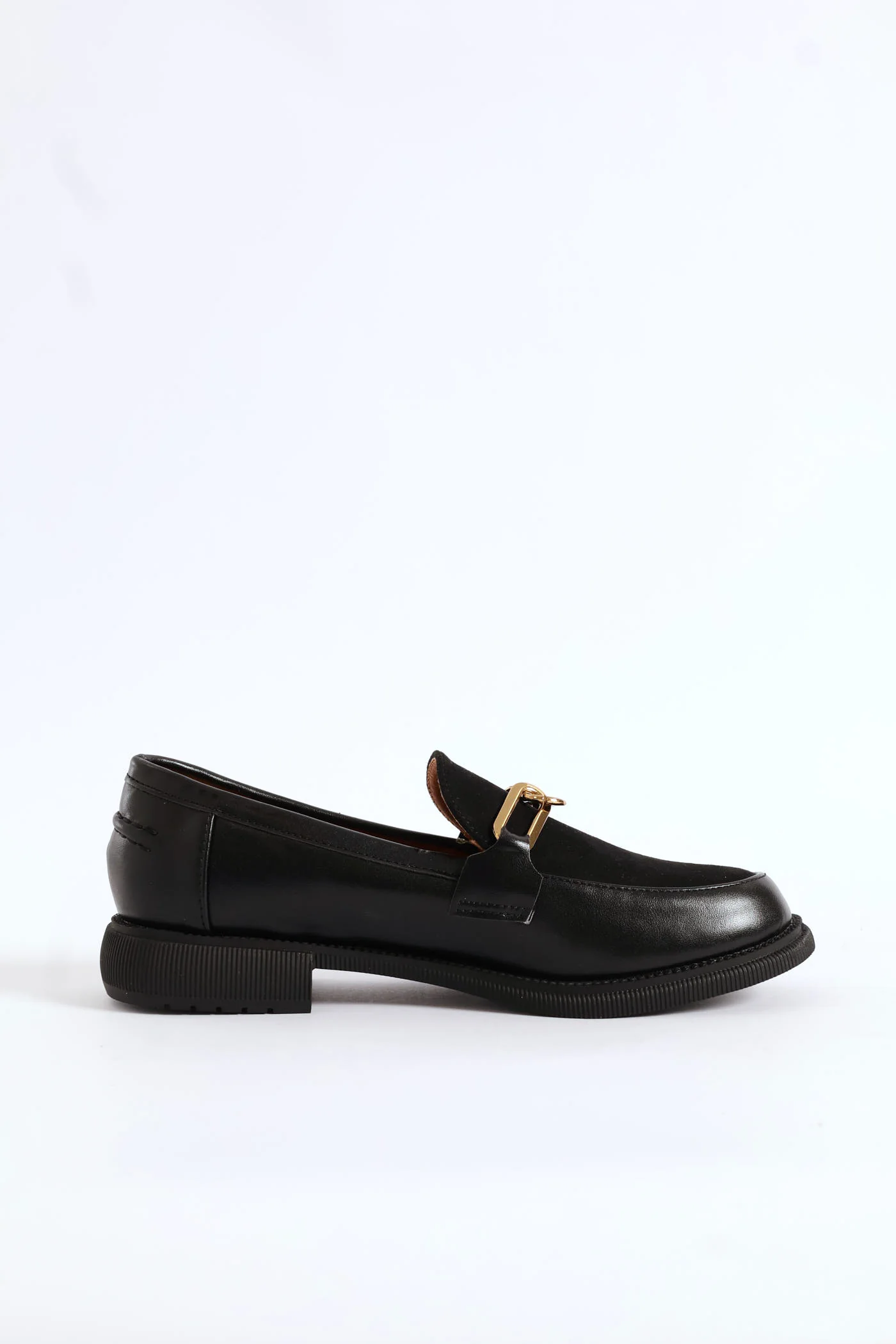 Multi Fabric Chain Detail Loafer - Black - Image 2