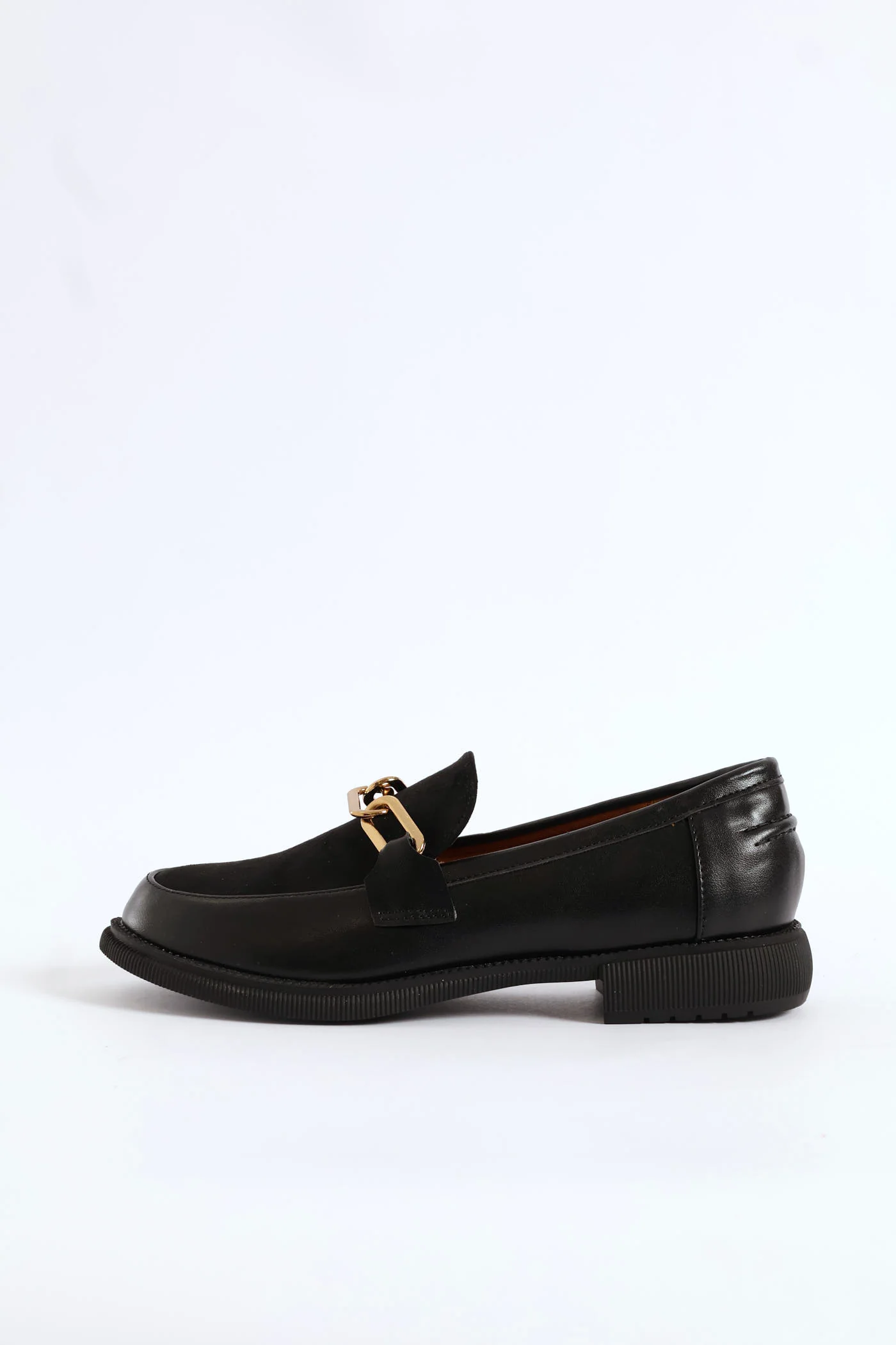 Multi Fabric Chain Detail Loafer - Black - Image 3