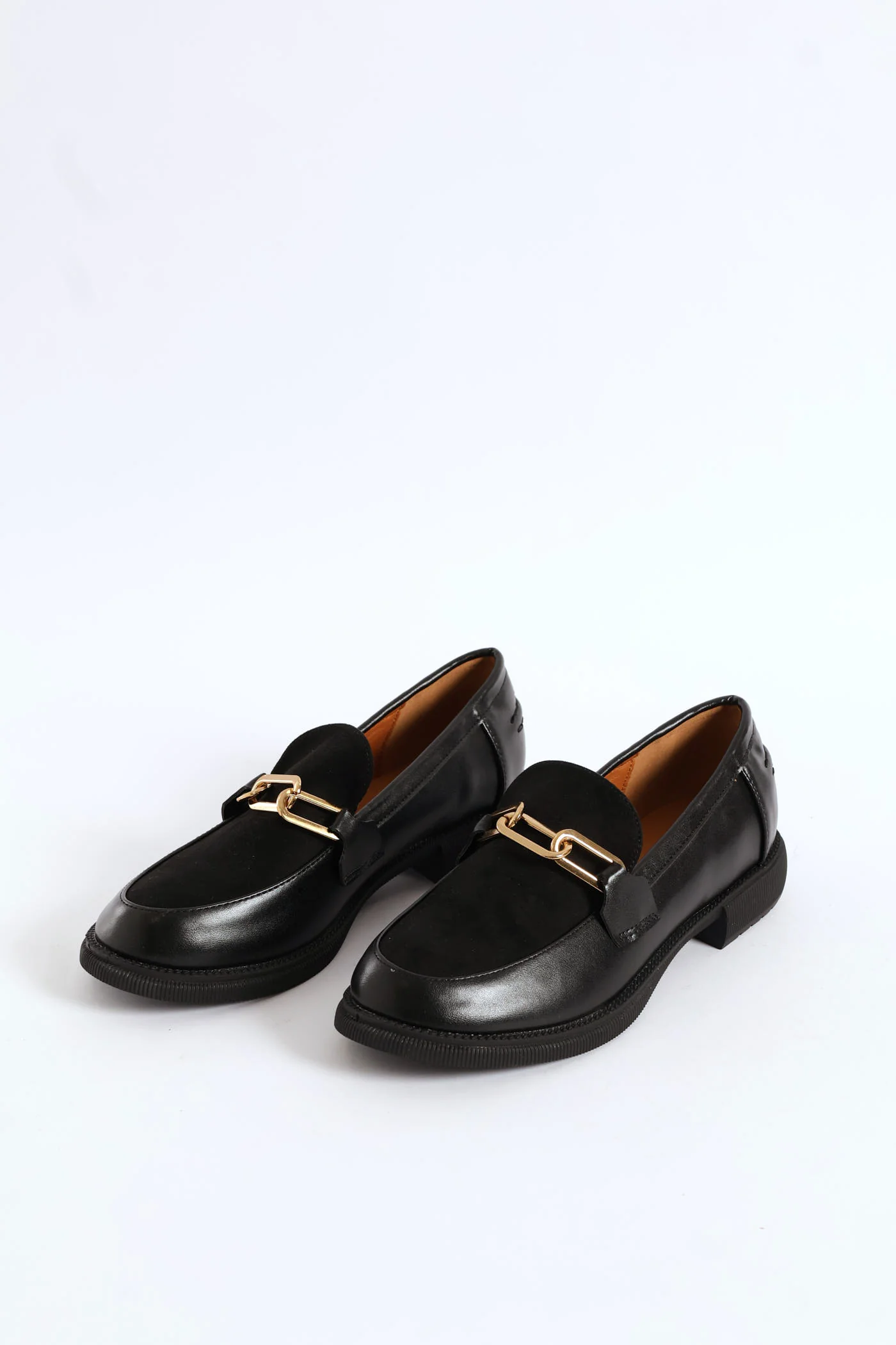 Multi Fabric Chain Detail Loafer - Black - Image 4