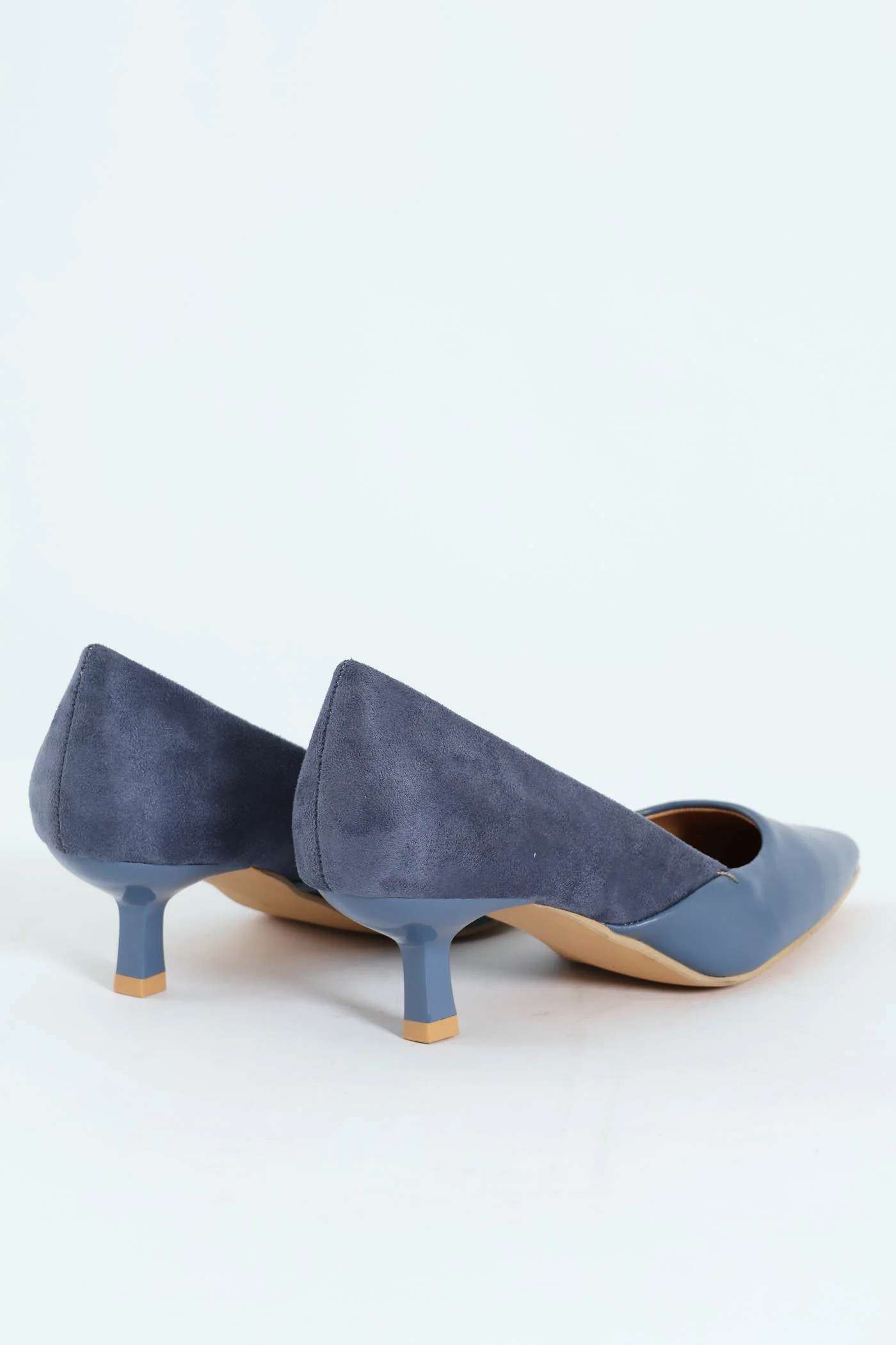 Multi Fabric Kitten Court Heel - Blue - Image 4