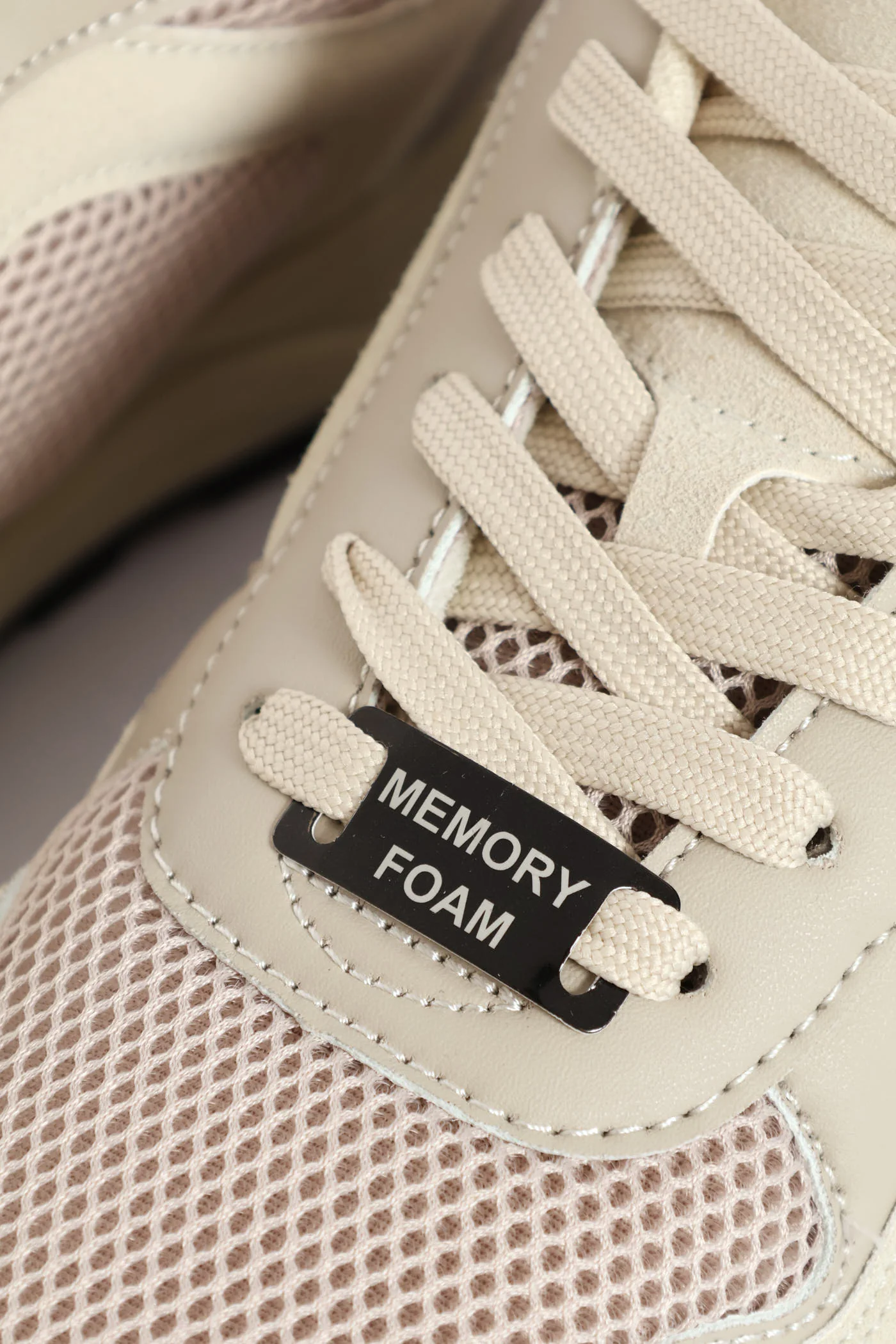 Multi Panelled Smart Casual Sneaker - Beige - Image 2