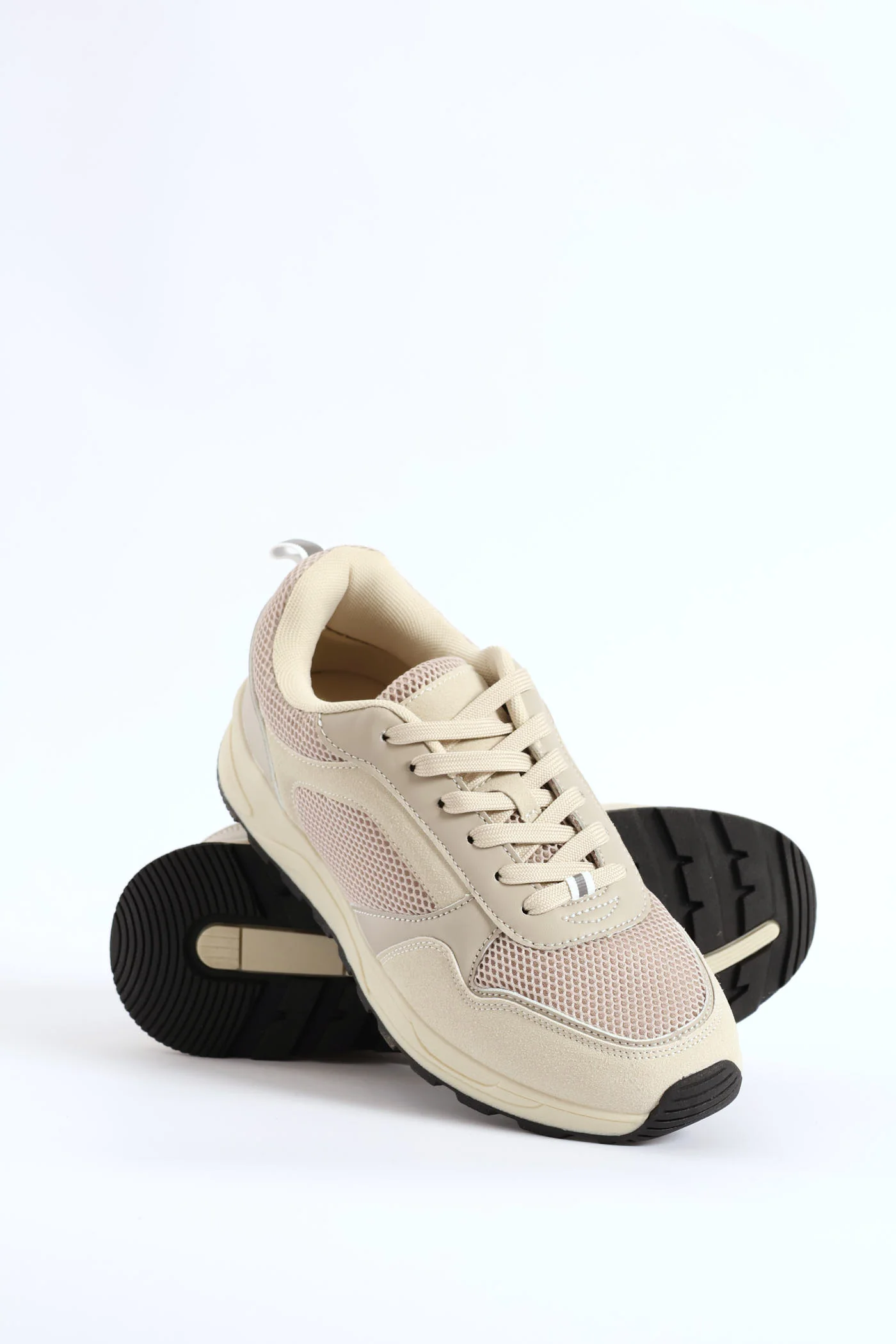 Multi Panelled Smart Casual Sneaker - Beige - Image 5