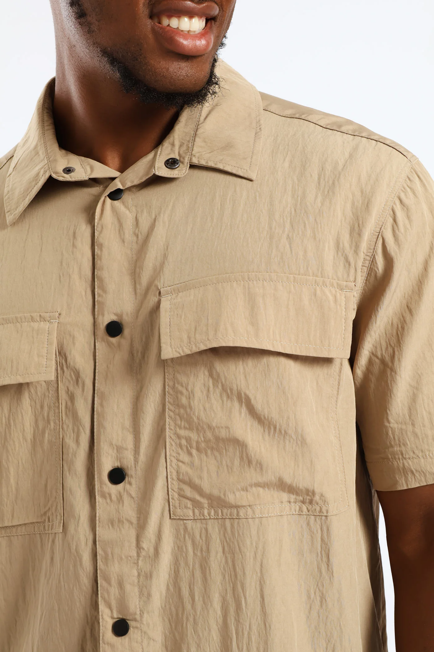 Multi Pocket Boxy Shirt - Taupe - Image 2