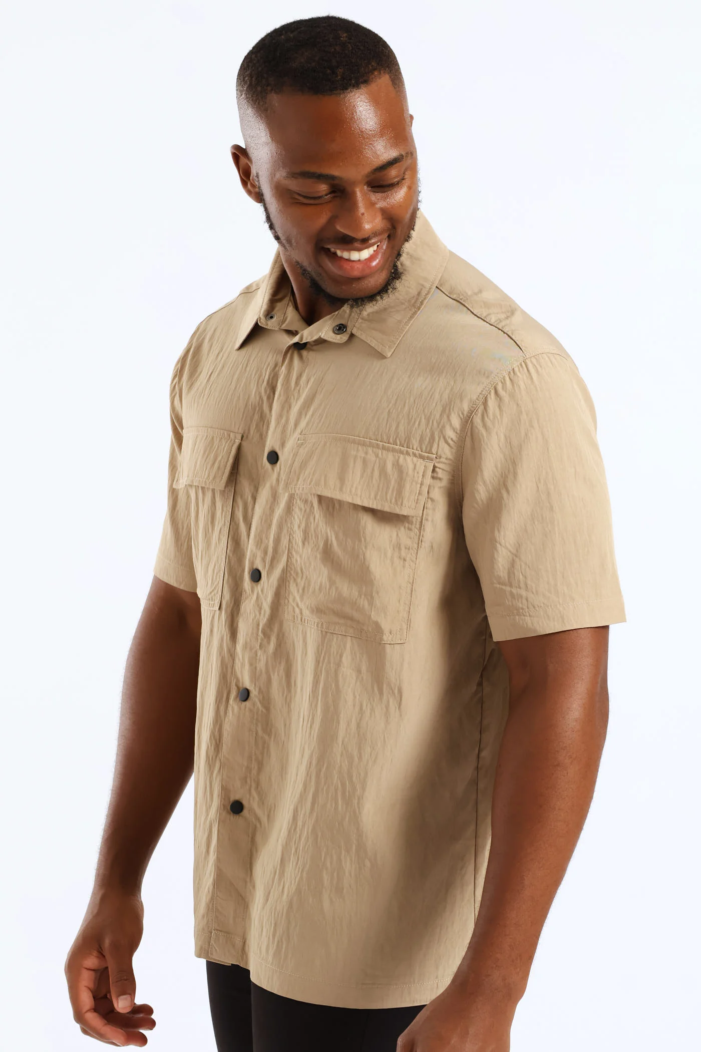 Multi Pocket Boxy Shirt - Taupe - Image 3