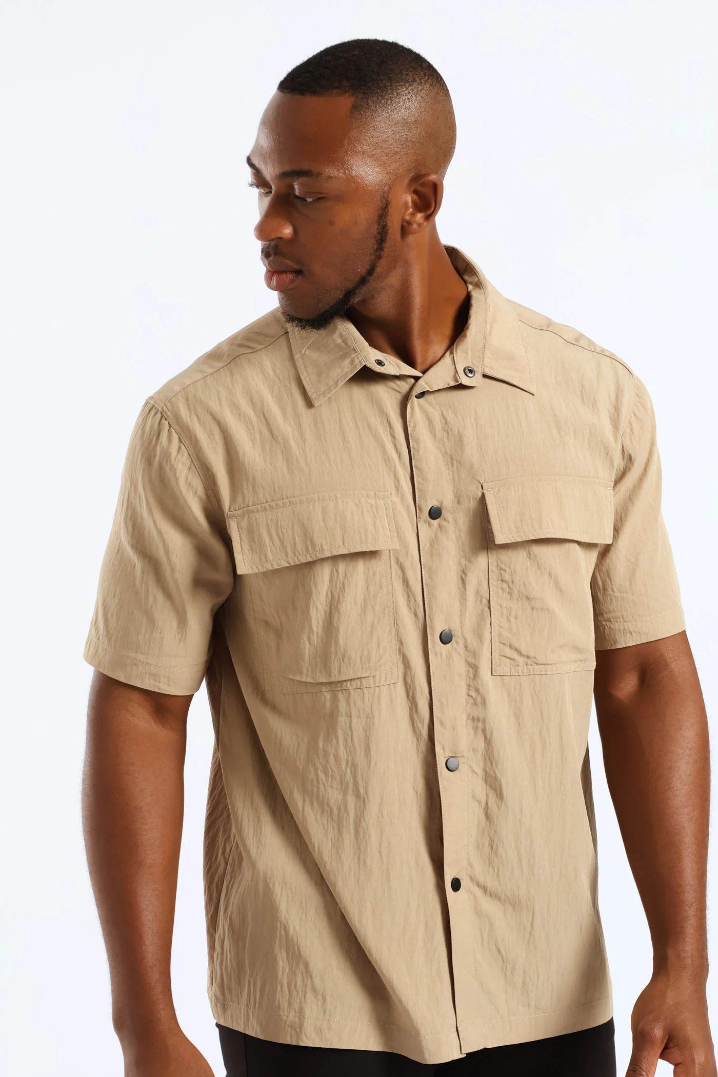 Multi Pocket Boxy Shirt - Taupe - Image 4