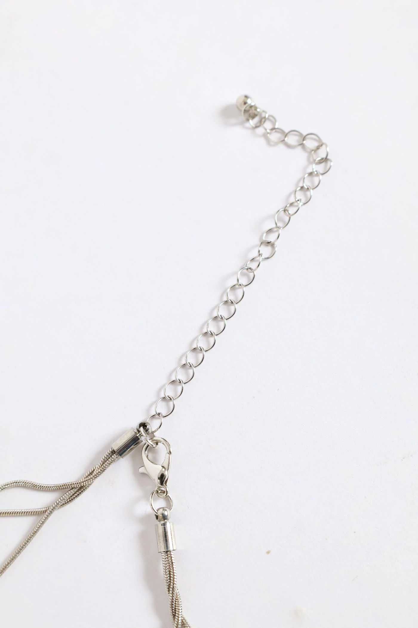 Multi Strand Long Beaded Necklace - Silver - Image 3